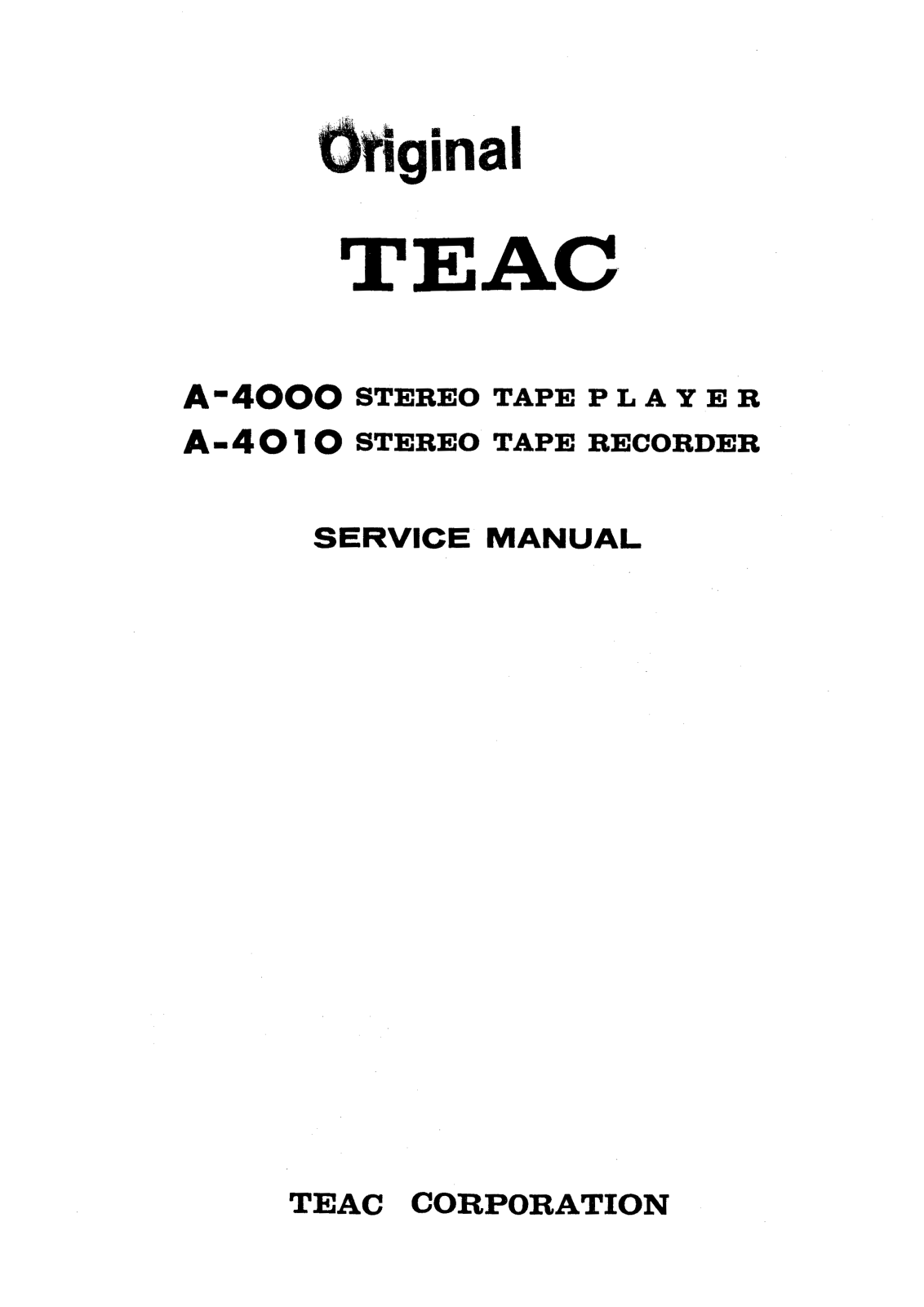 TEAC A-4000, A-4010 Service manual