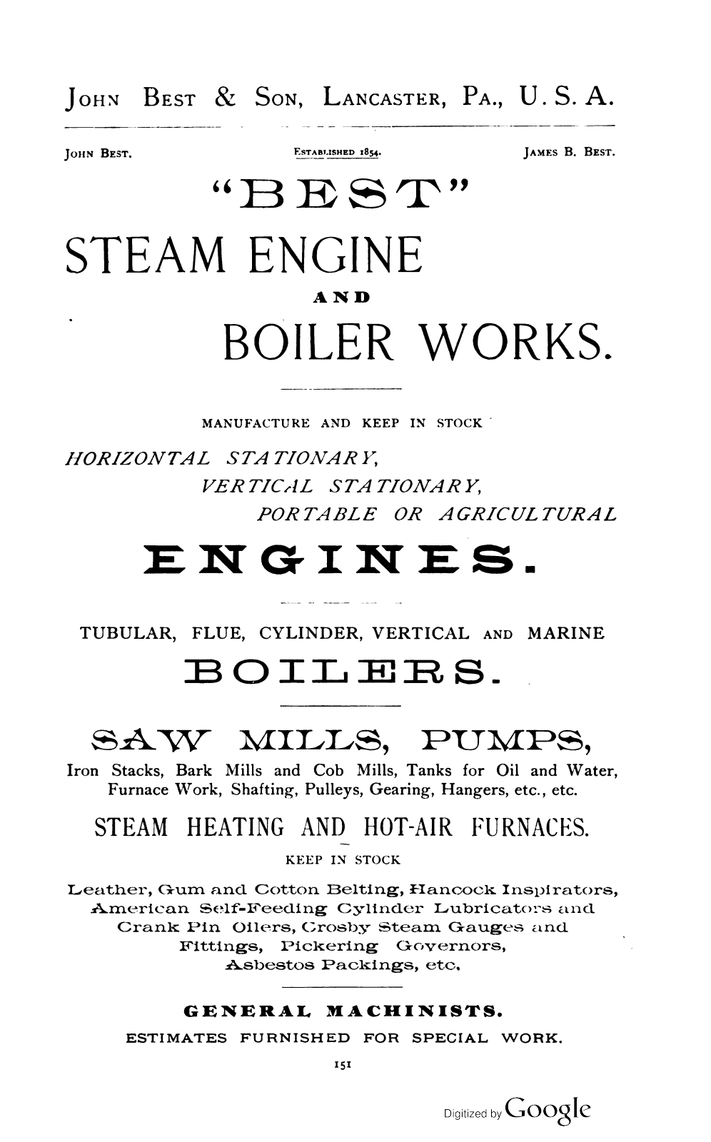 John Best & Sons John Best & Son Other - ManualMachine.com
