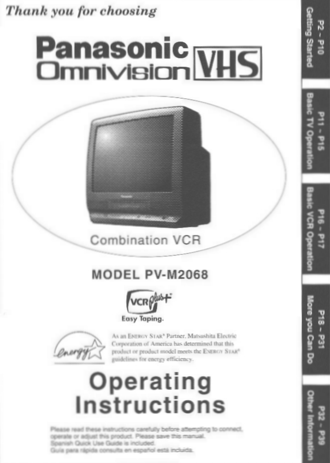 Panasonic PV-M2068 User Manual