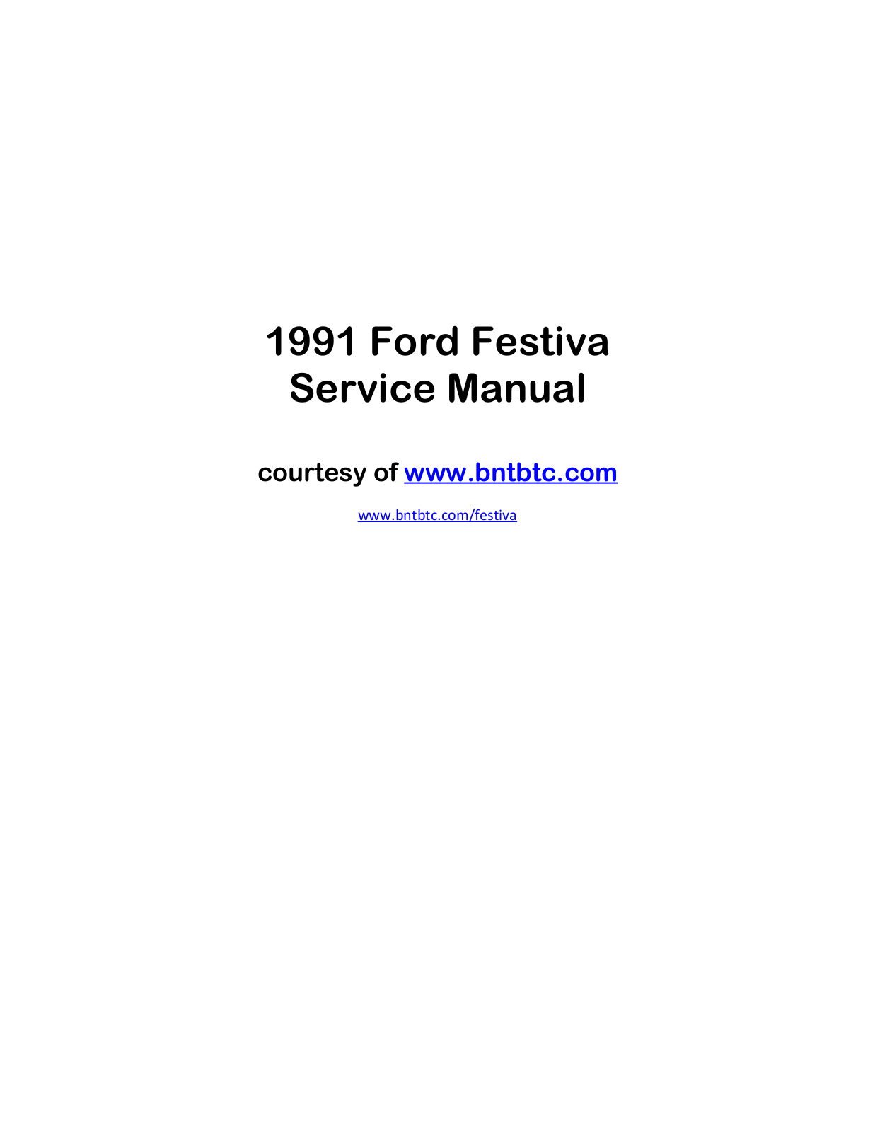 Ford Festiva 1991 User Manual