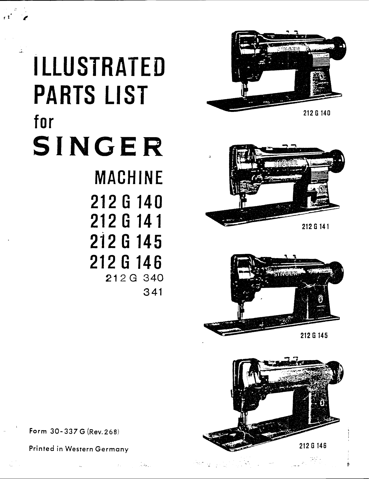 SINGER 212G340, 212G341 Parts List - ManualMachine.com