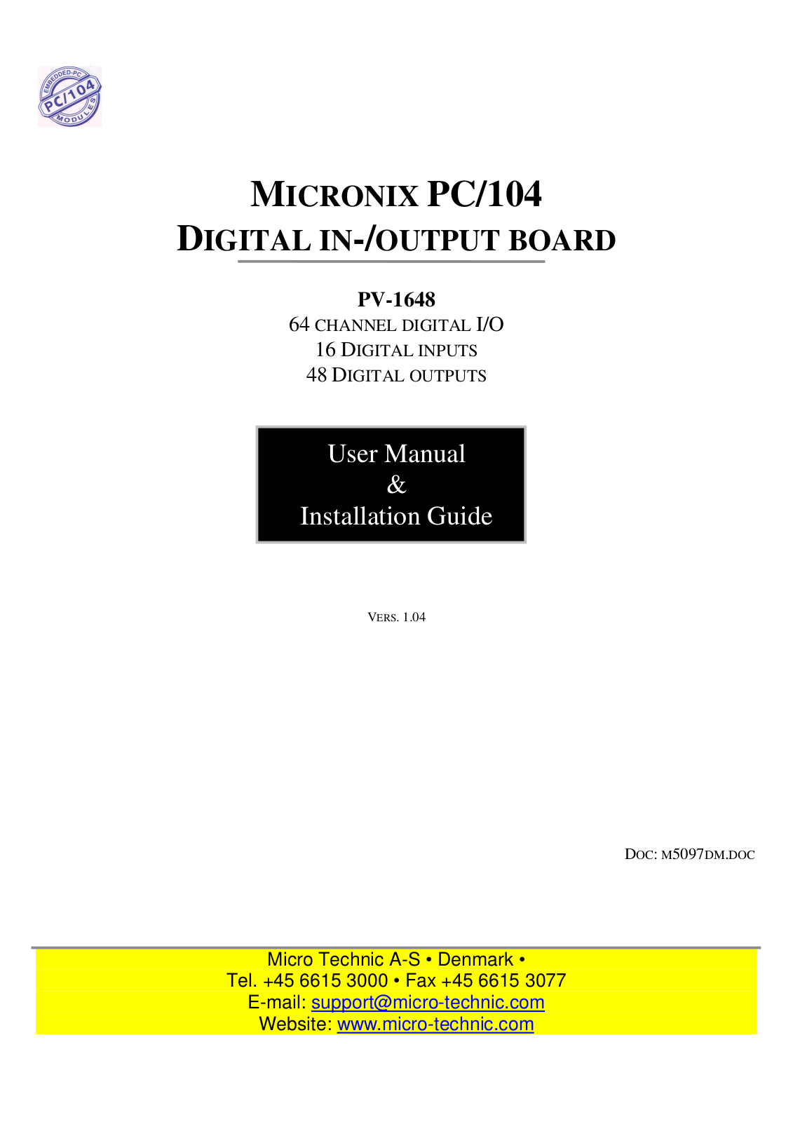 Micro Technic PV-1648 User Manual