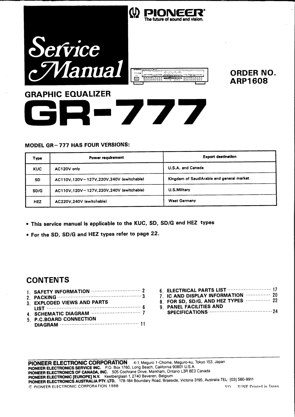 Pioneer GR-777 Service manual