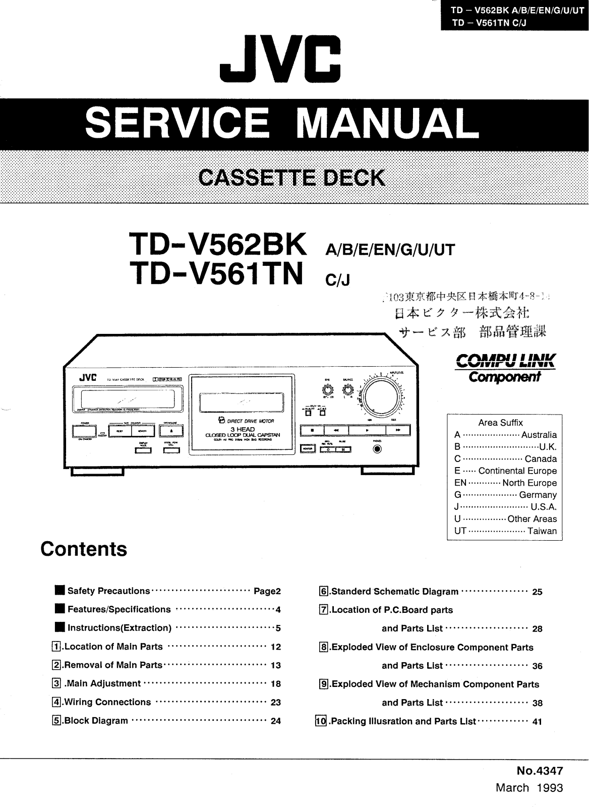 JVC TDV-561-TN, TDV-562-BK Service manual