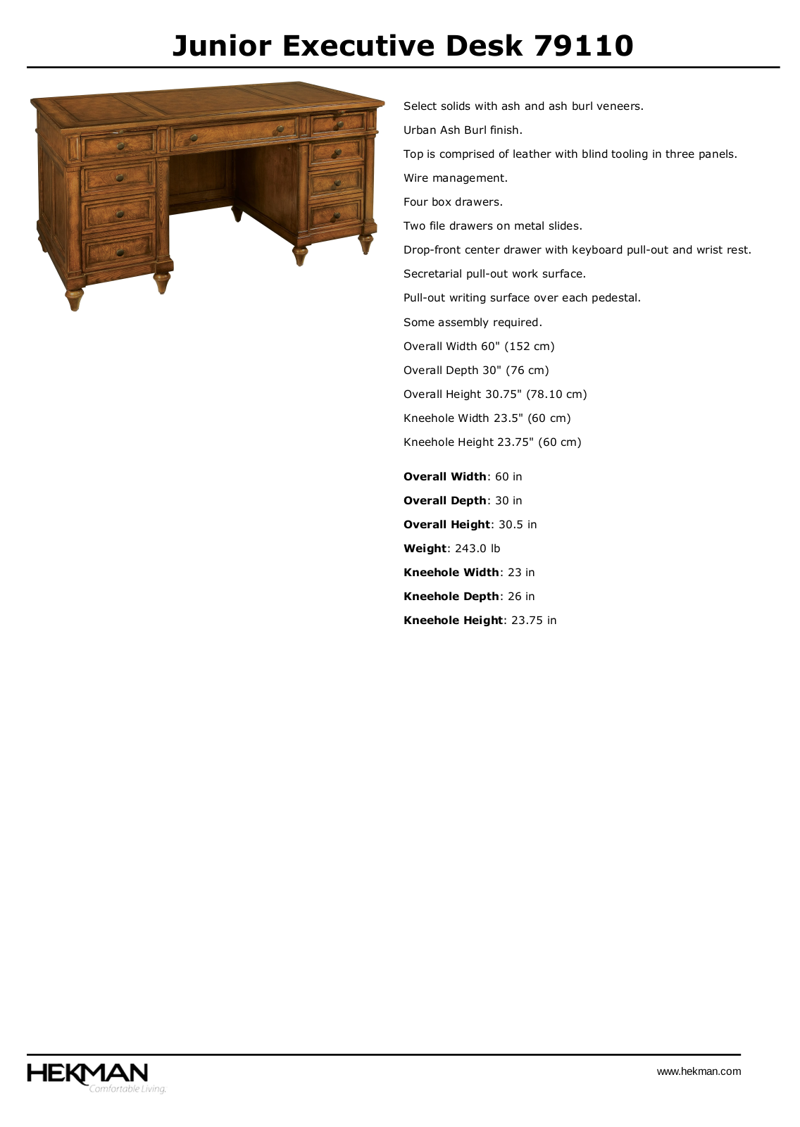 Hekman W004498534 Specifications - ManualMachine.com