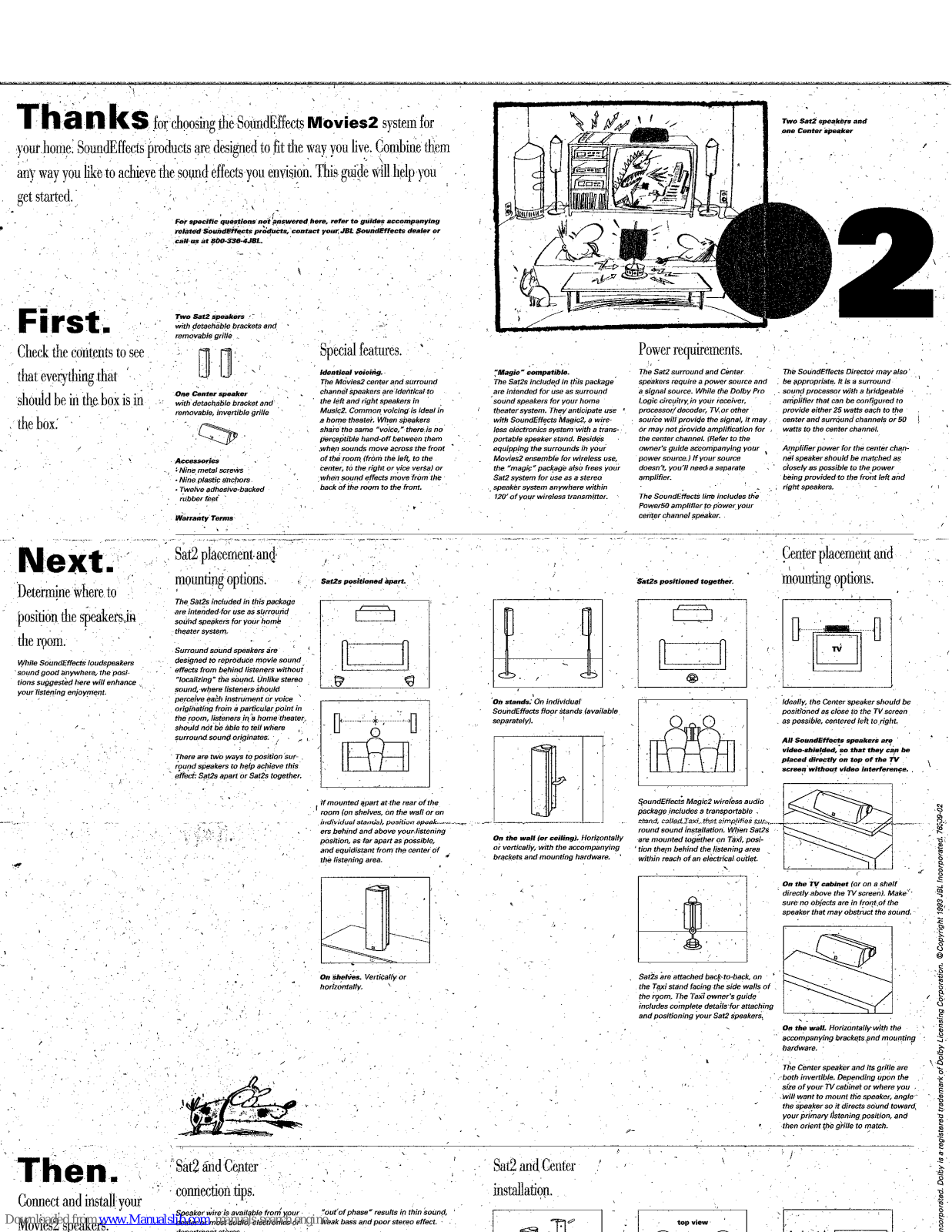 JBL SoundEffects Movies2 Owner's Manual