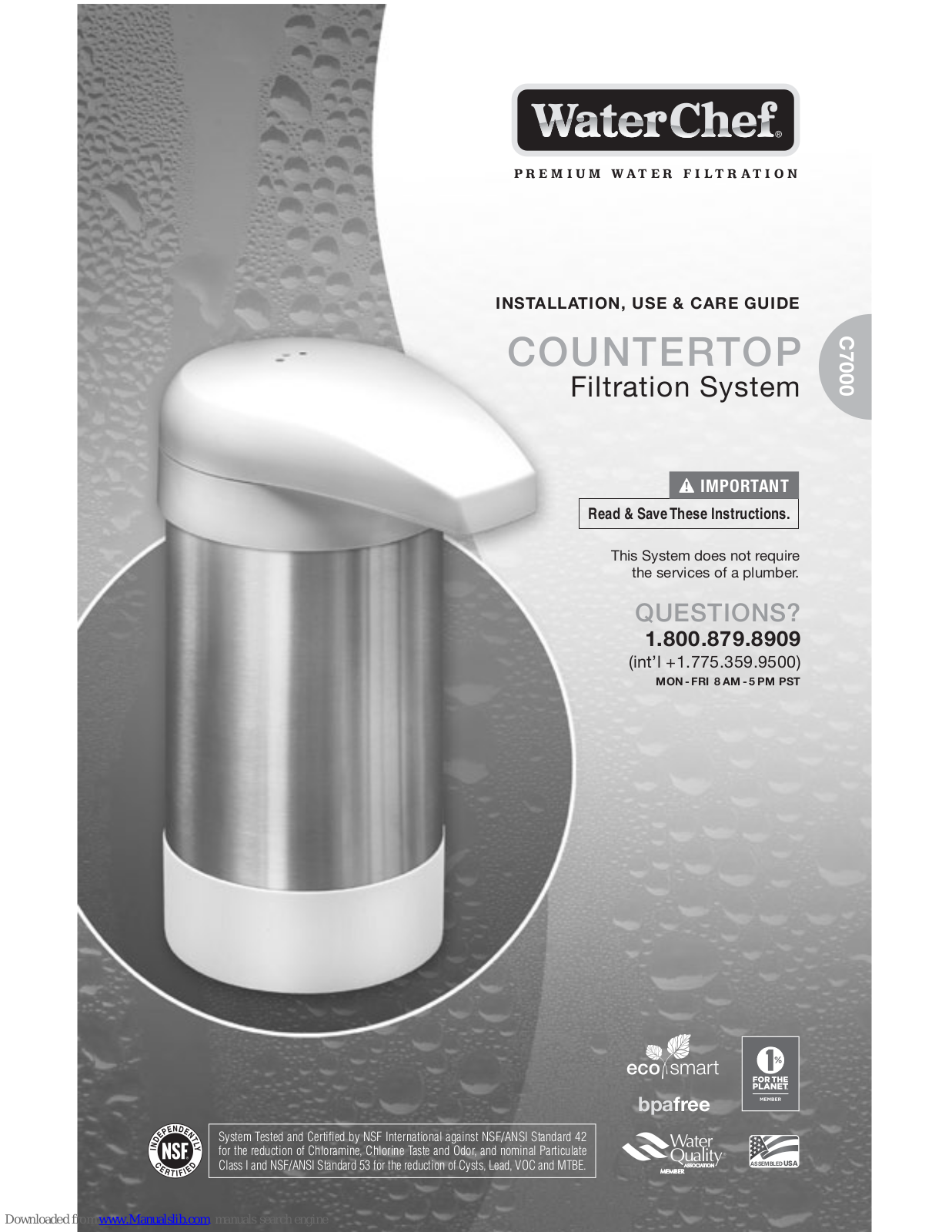 WaterChef Countertop C7000 Installation, Use & Care Manual