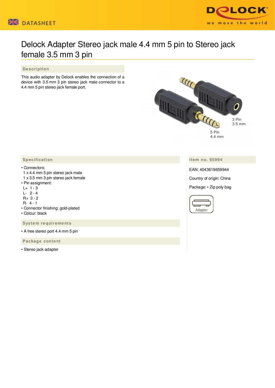 DELOCK 65994 Datasheet - ManualMachine.com