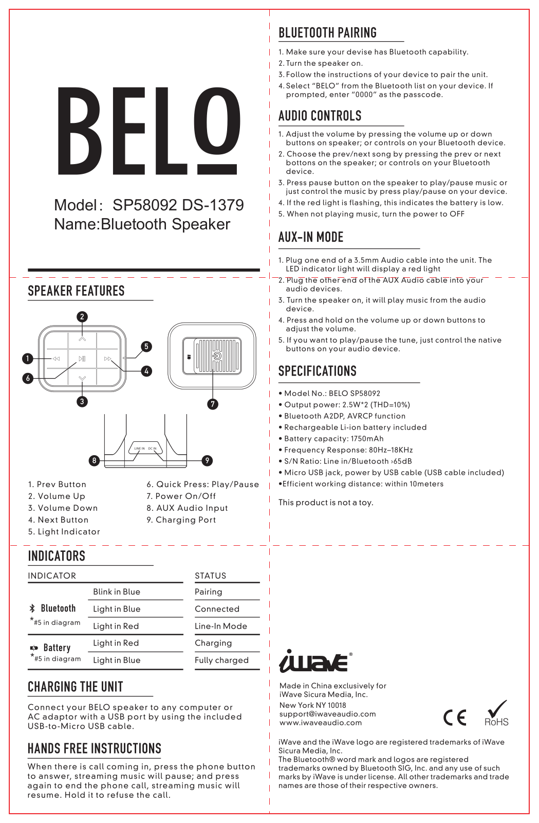 Wonders Technology SP58092 User Manual