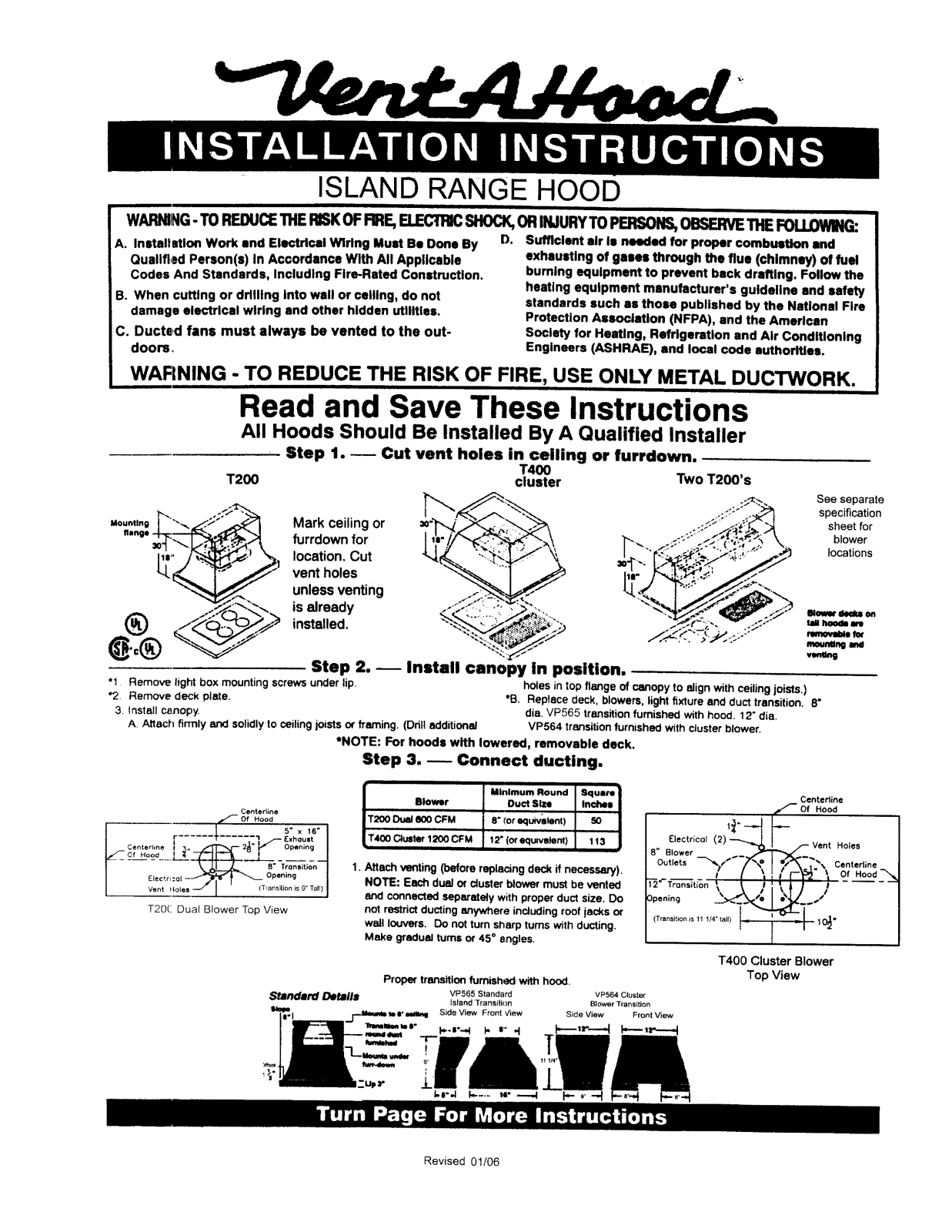 Vent-a-hood TH448PSLESS Installation