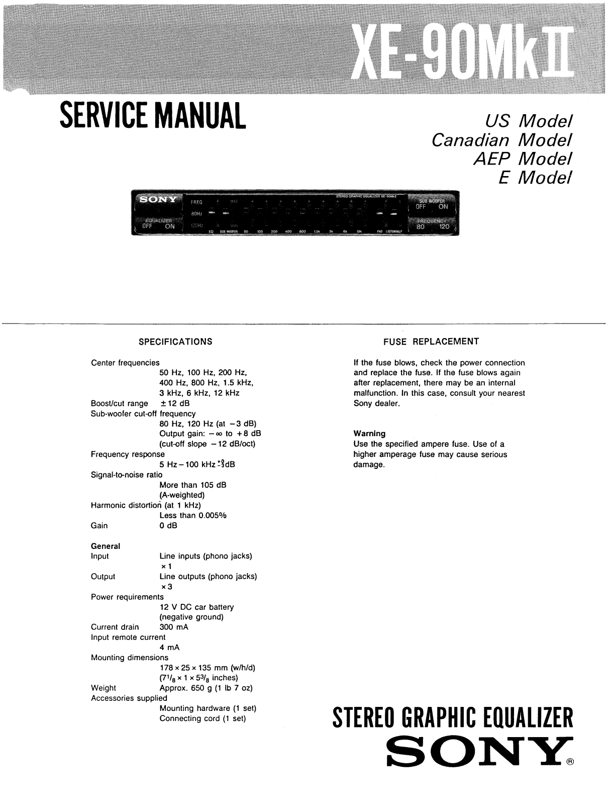 Sony XE-90 Mk2 Service manual