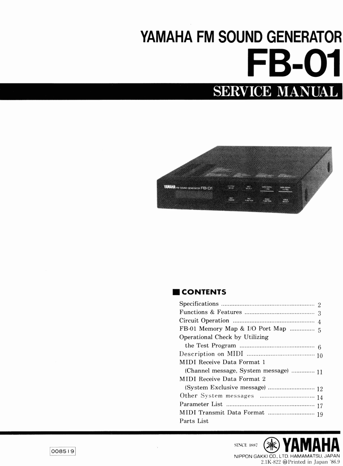 Yamaha FB-01 Service Manual