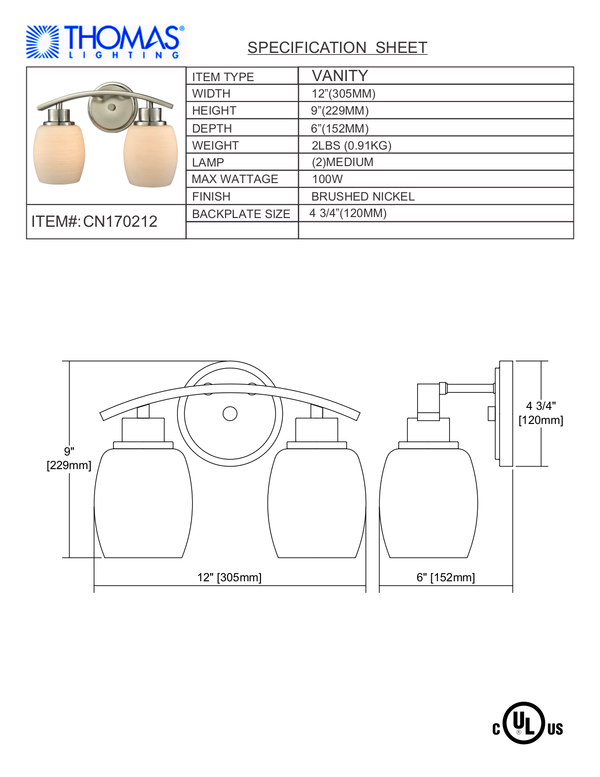 Thomas Lighting CN170212 User Manual - ManualMachine.com