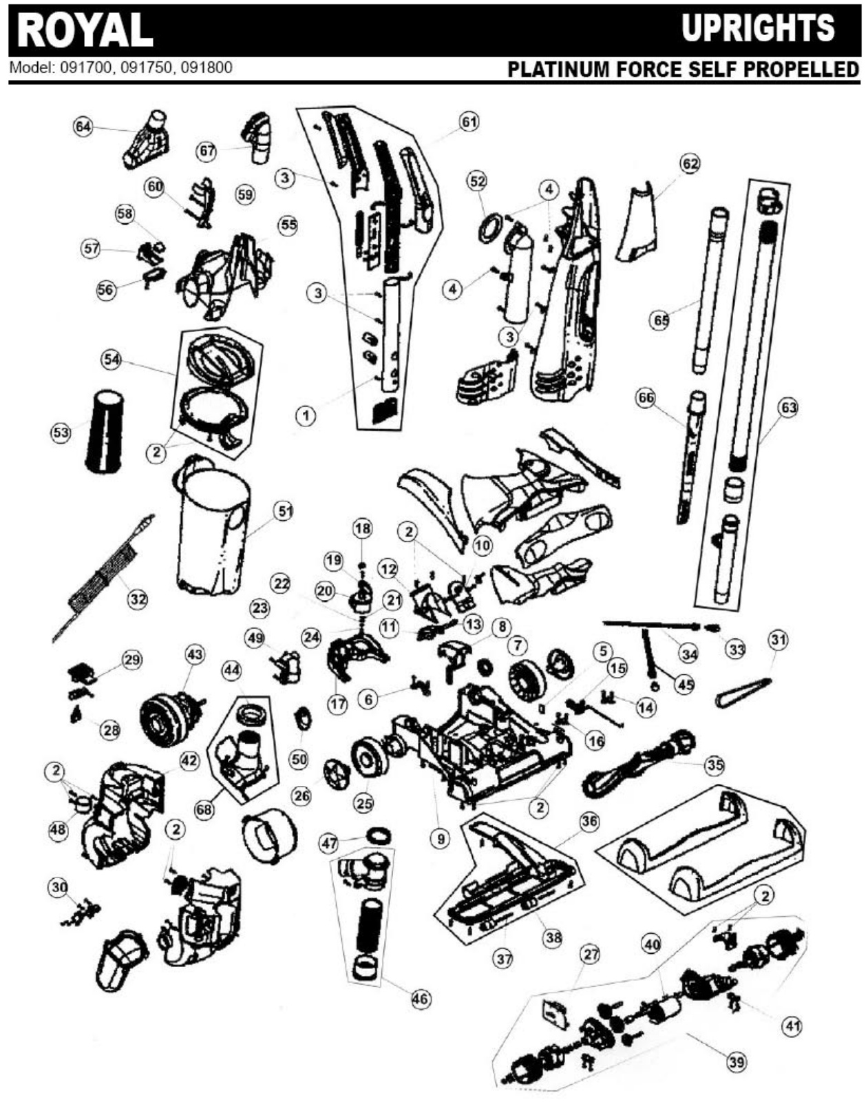 Royal 091700, 091800, 091750 Parts List