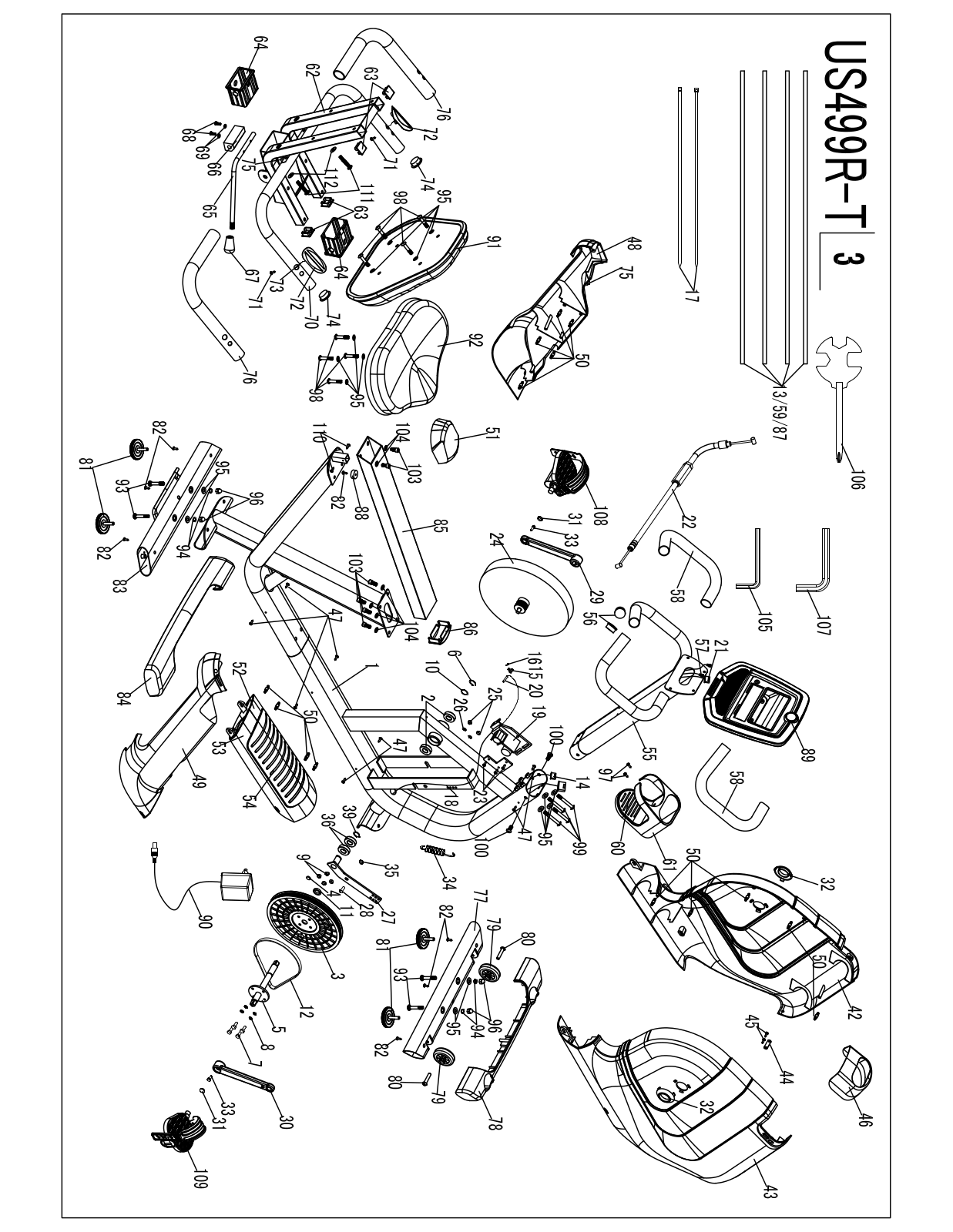 Horizon Fitness Comfort R Exploded Diagram