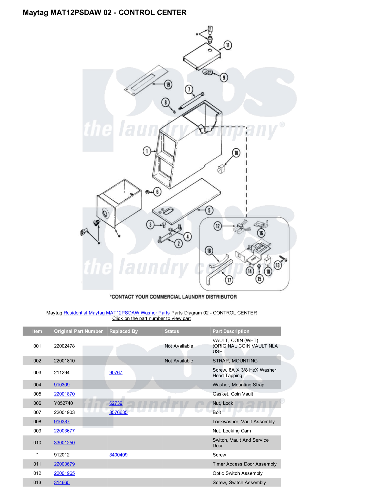 Maytag MAT12PSDAW Parts Diagram