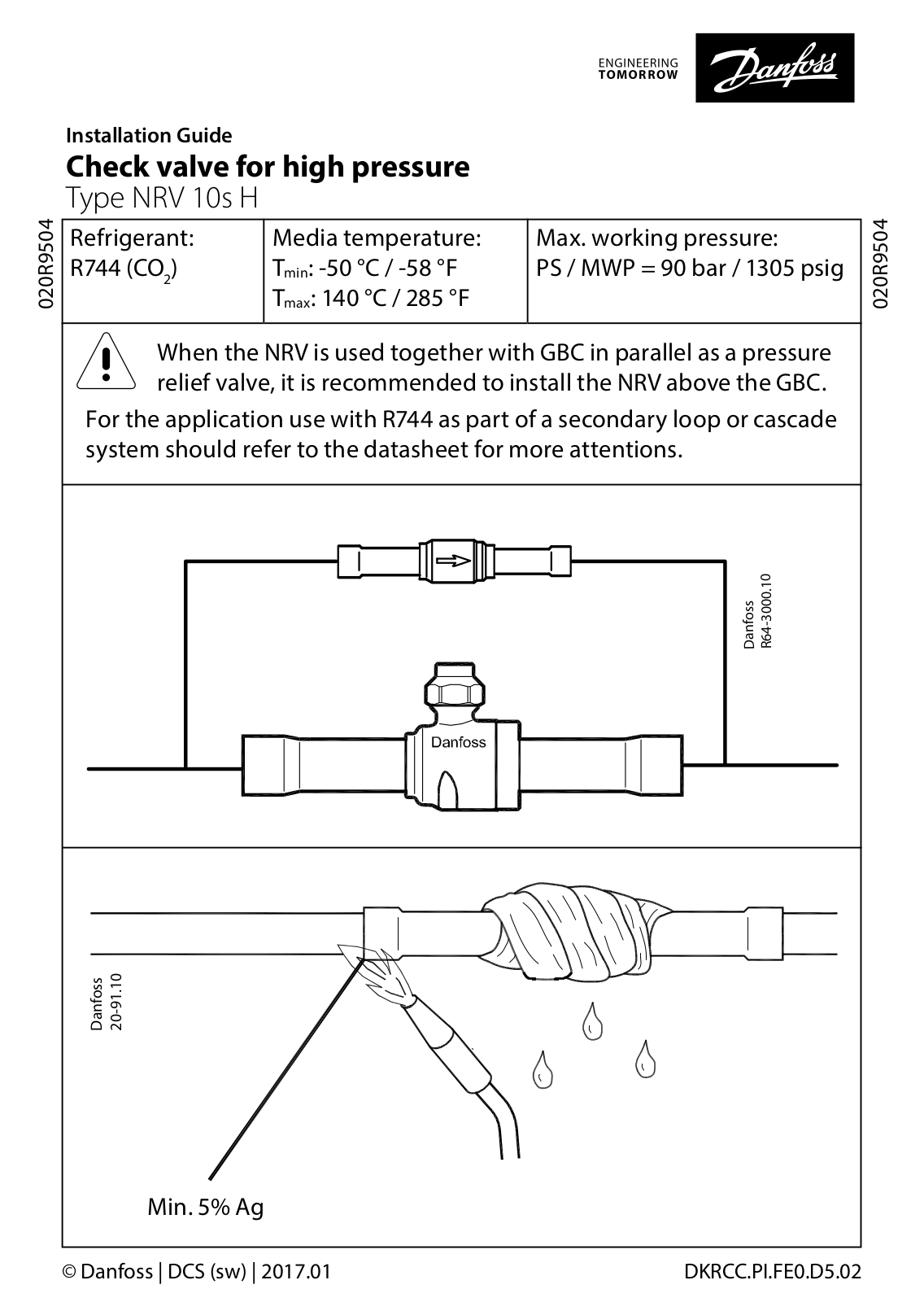 Danfoss Electronics NRV 10s H Installation Guide