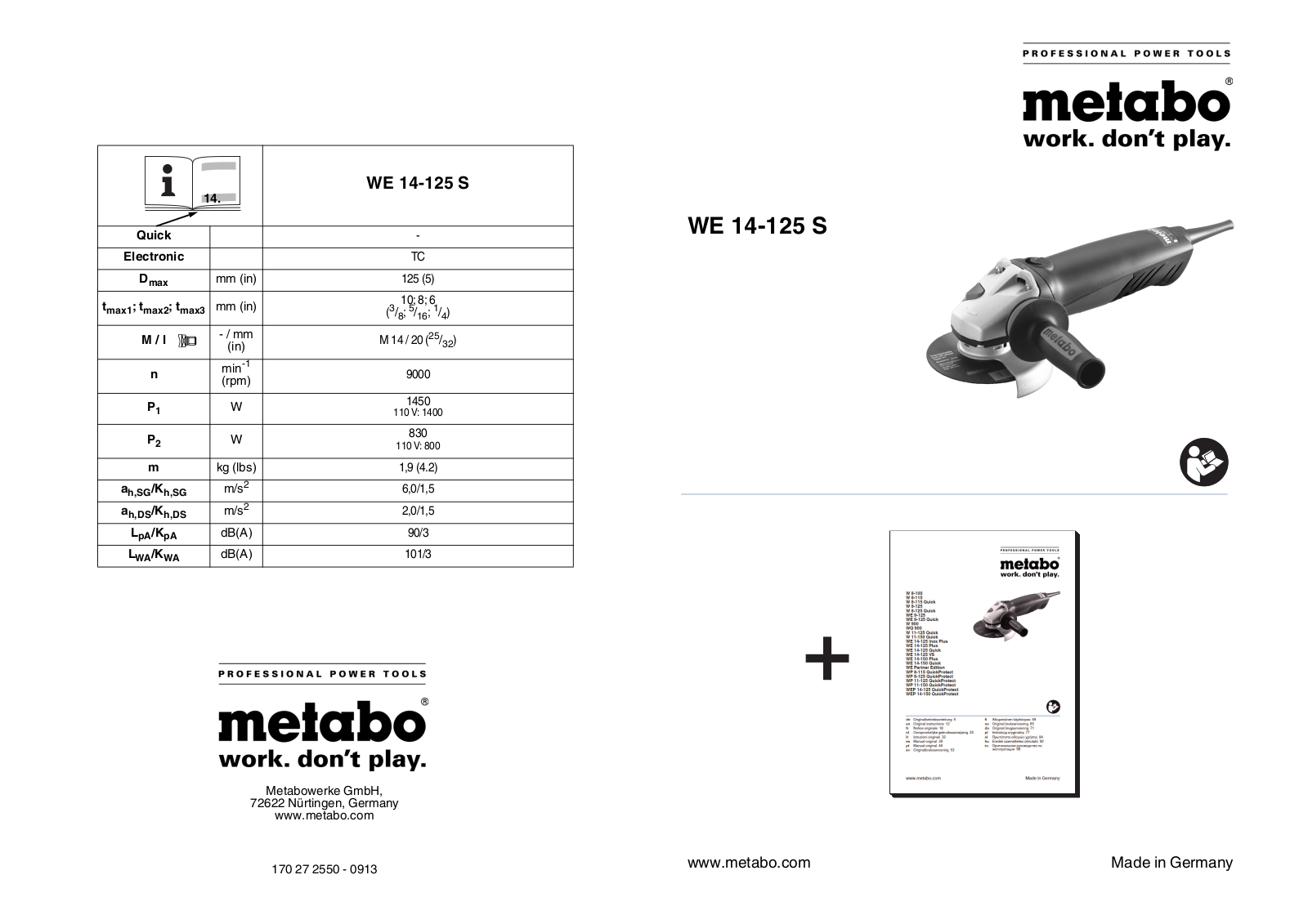Metabo WE 14-125 S User guide - ManualMachine.com