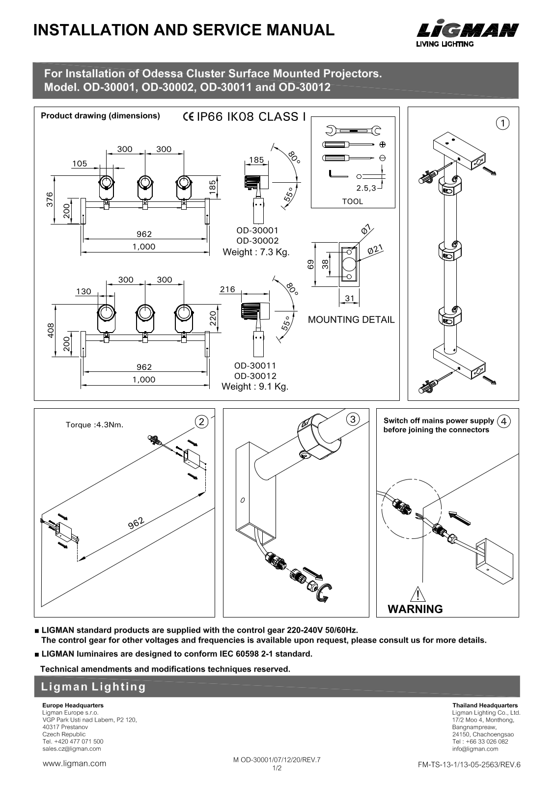 Ligman OD-30001, OD-30002, OD-30011, OD-30012 Installation Manual - ManualMachine.com