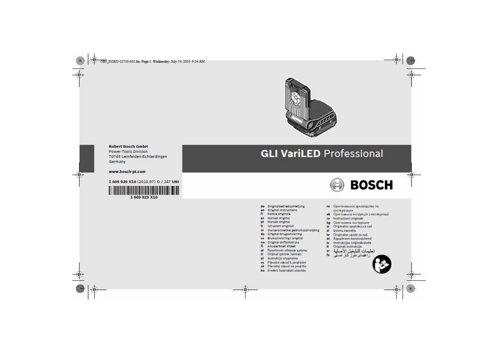 Bosch GLI VariLED Professional User guide