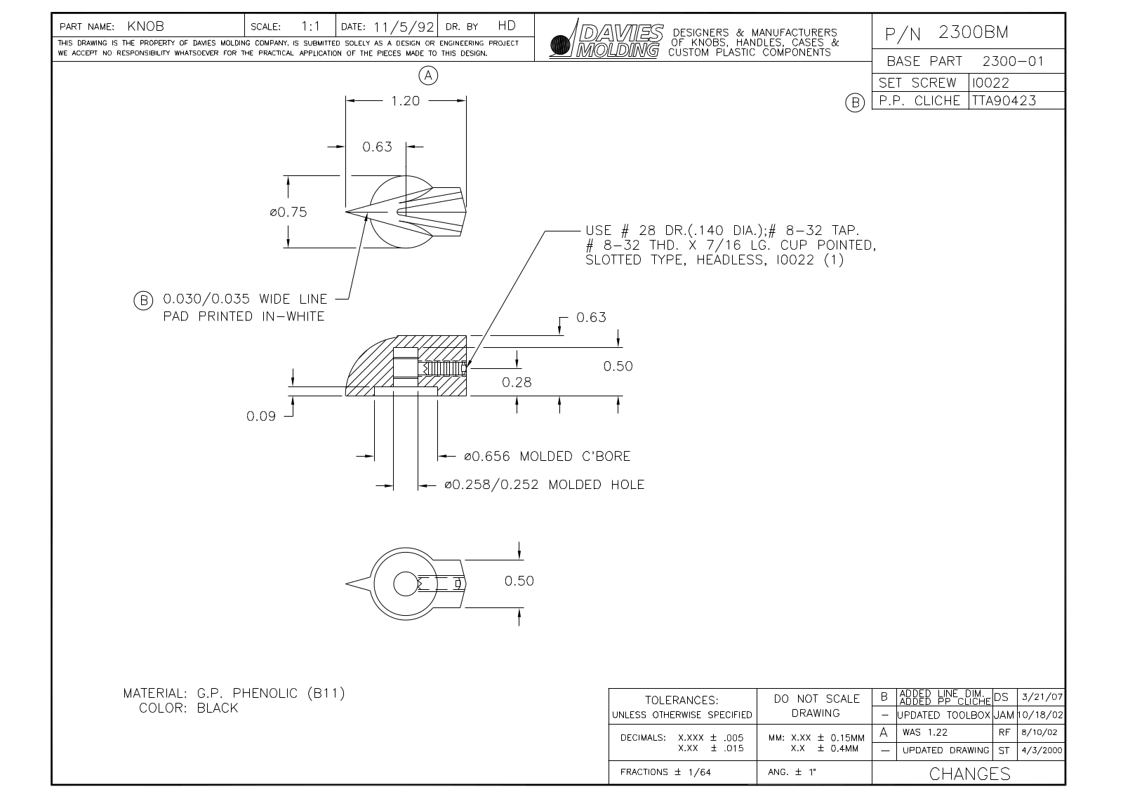 Davies Molding 2300BM Reference Drawing