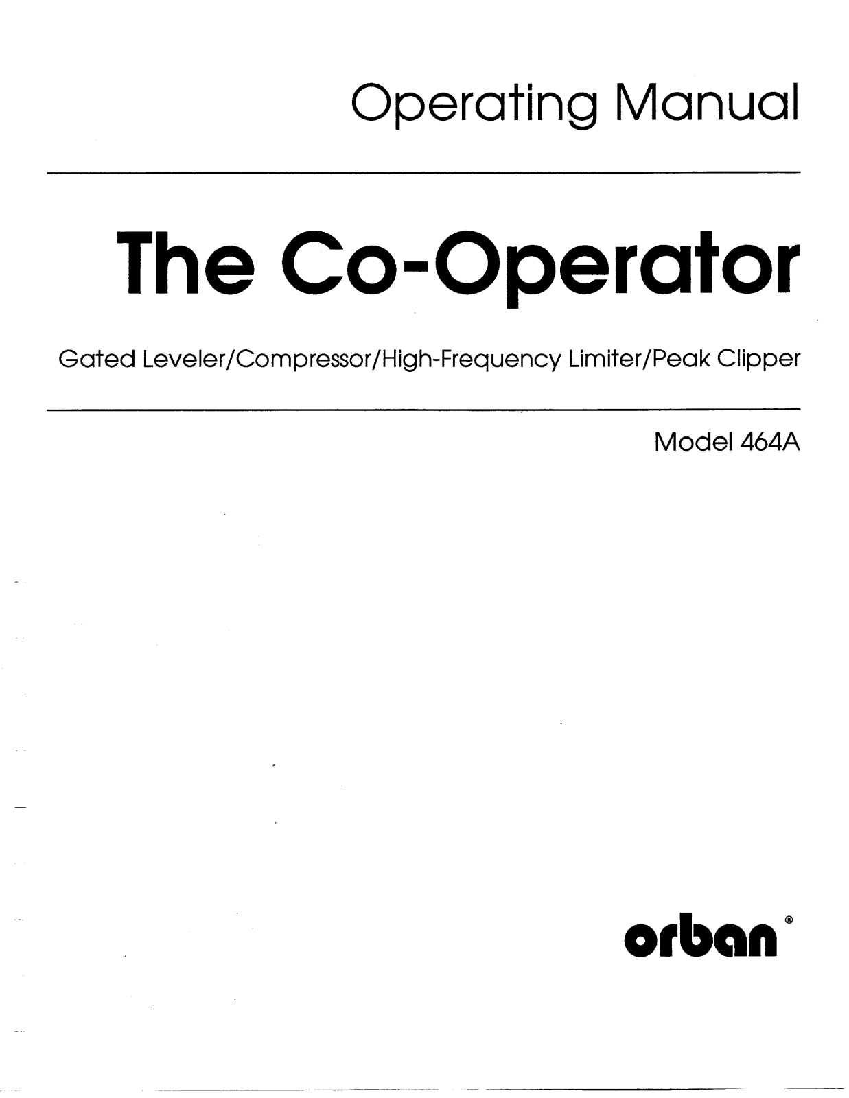 Orban 464A Service manual