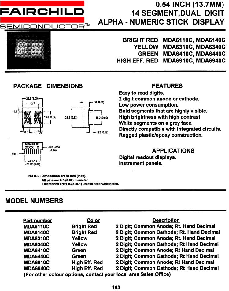 Fairchild Semiconductor MDA6940C, MDA6410C, MDA6440C, MDA6340C, MDA6310C Datasheet