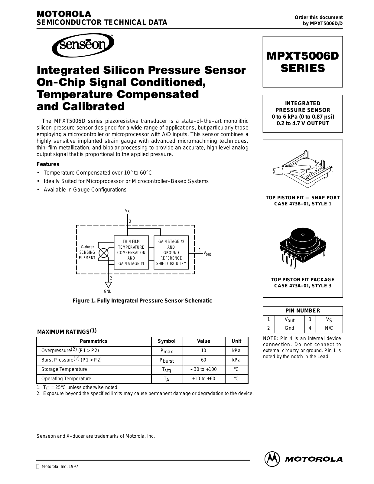 Motorola MPXT5006D Datasheet