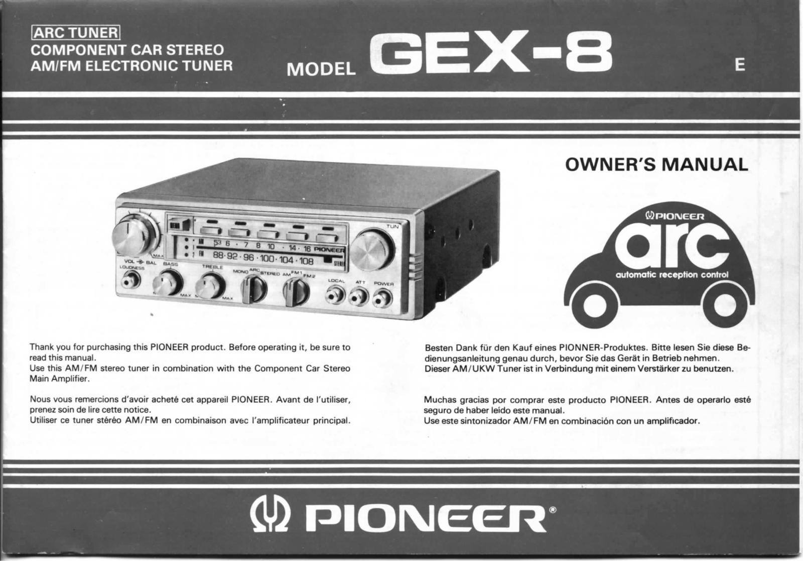 Pioneer GEX-8 User Manual