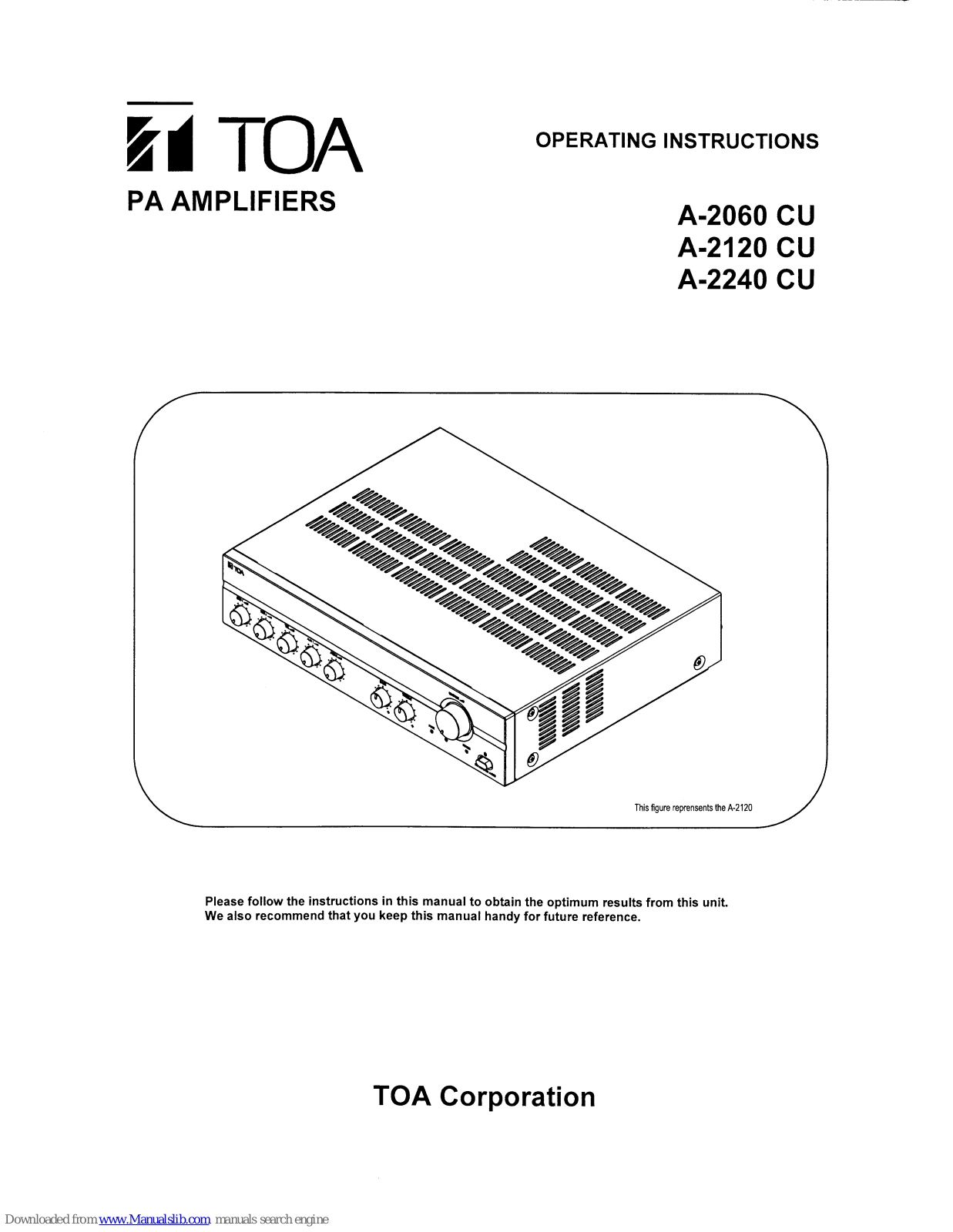 Toa A-2060 CU, A‐2120 CU, A-2240 CU Operating Instructions Manual