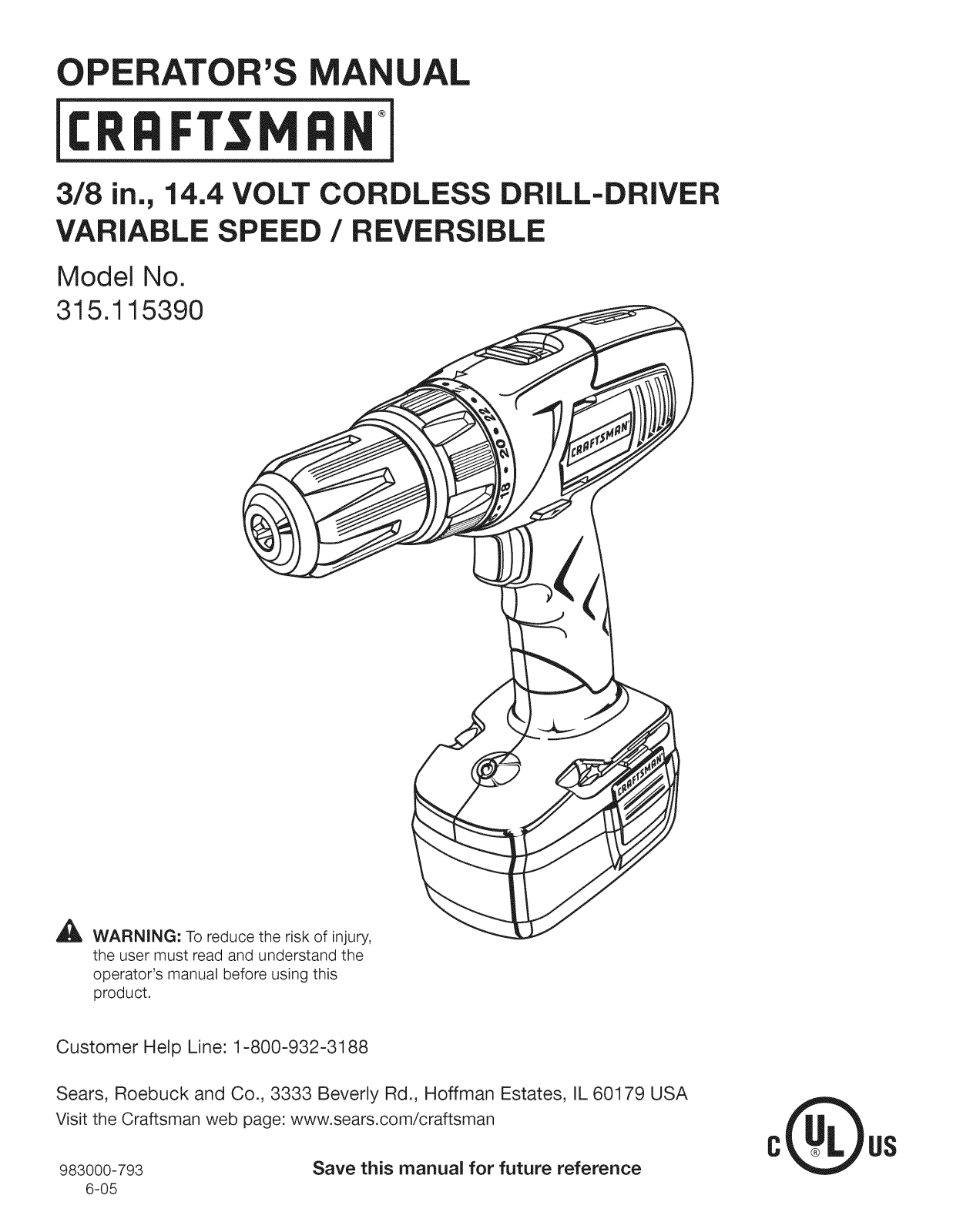 Craftsman 315115390 Owner’s Manual