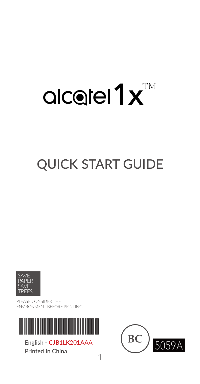 Alcatel 5059A Quick Start Guide