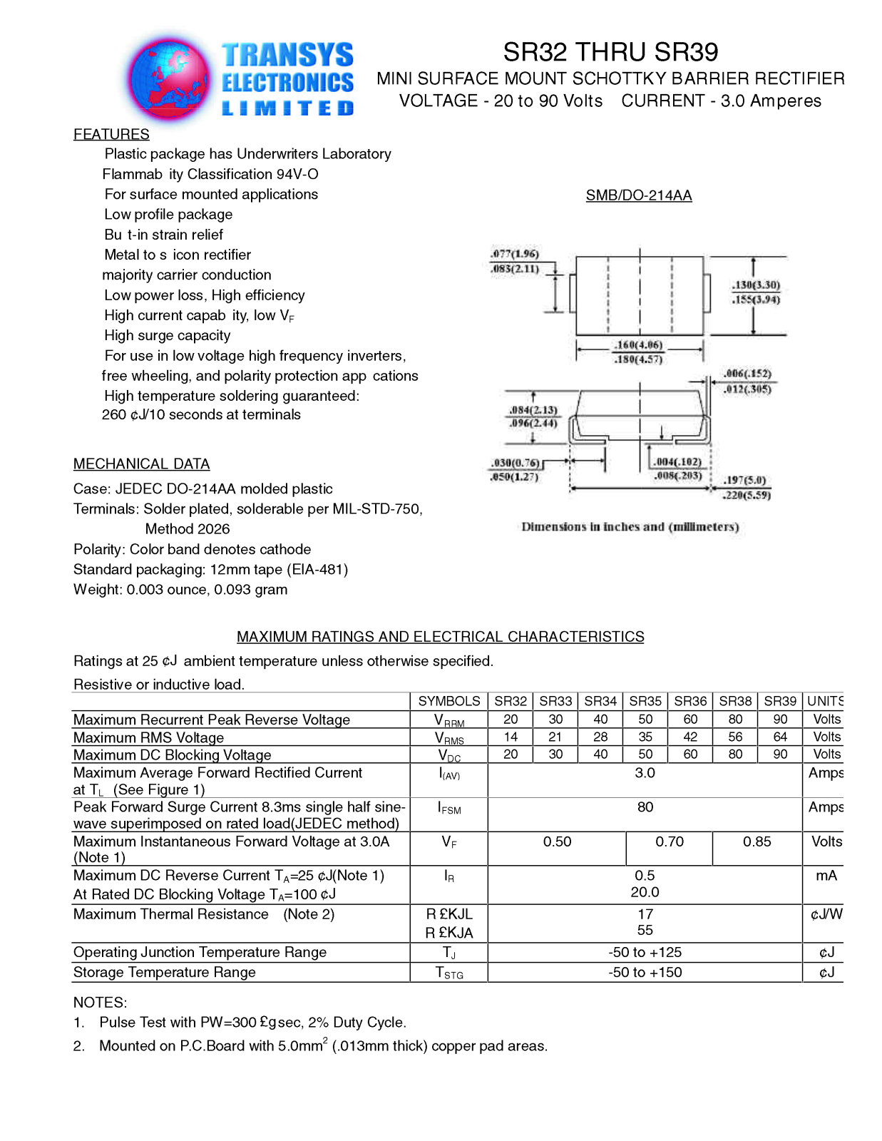 TEL SR38, SR39, SR36, SR35, SR34 Datasheet