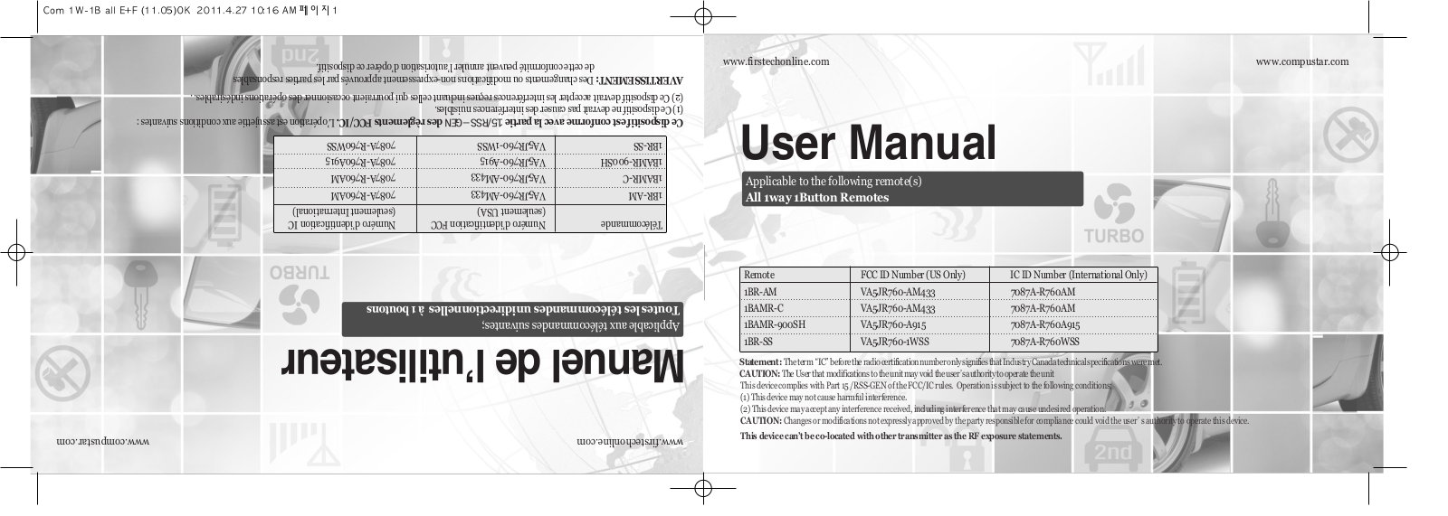 CompuSTAR RF-P1B-SS User Manual