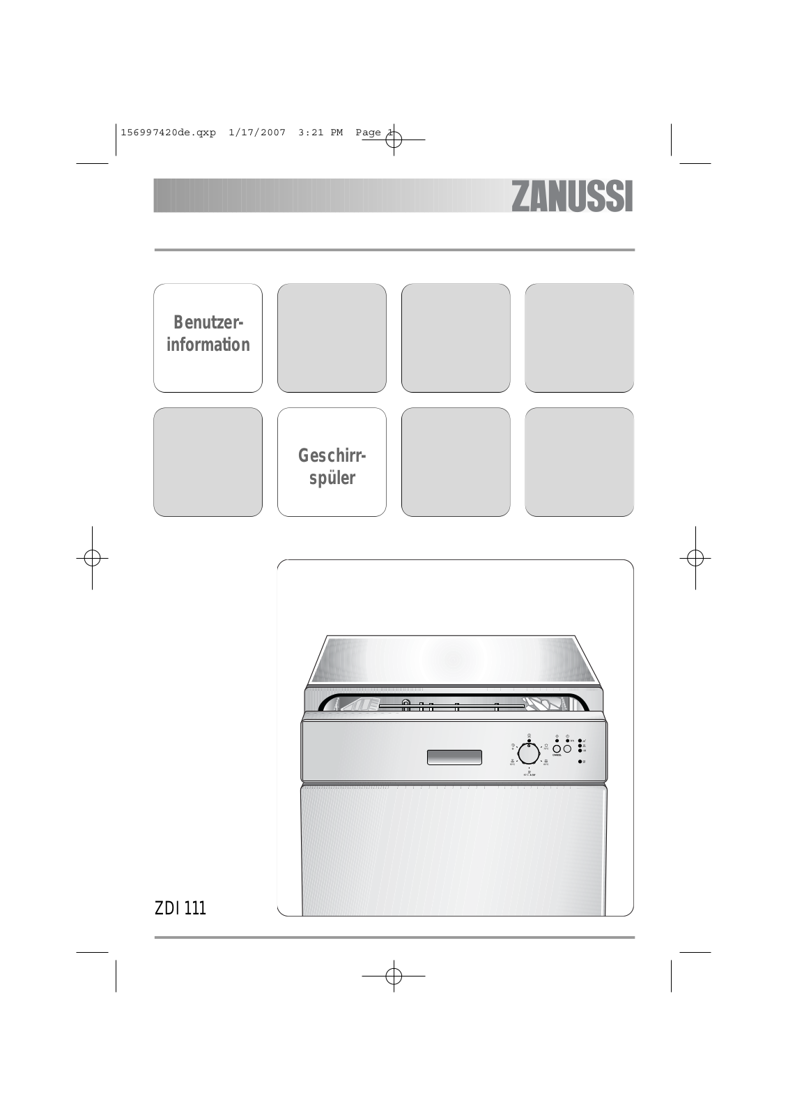 Zanussi ZDI111W, ZDI111N, ZDI111X User Manual