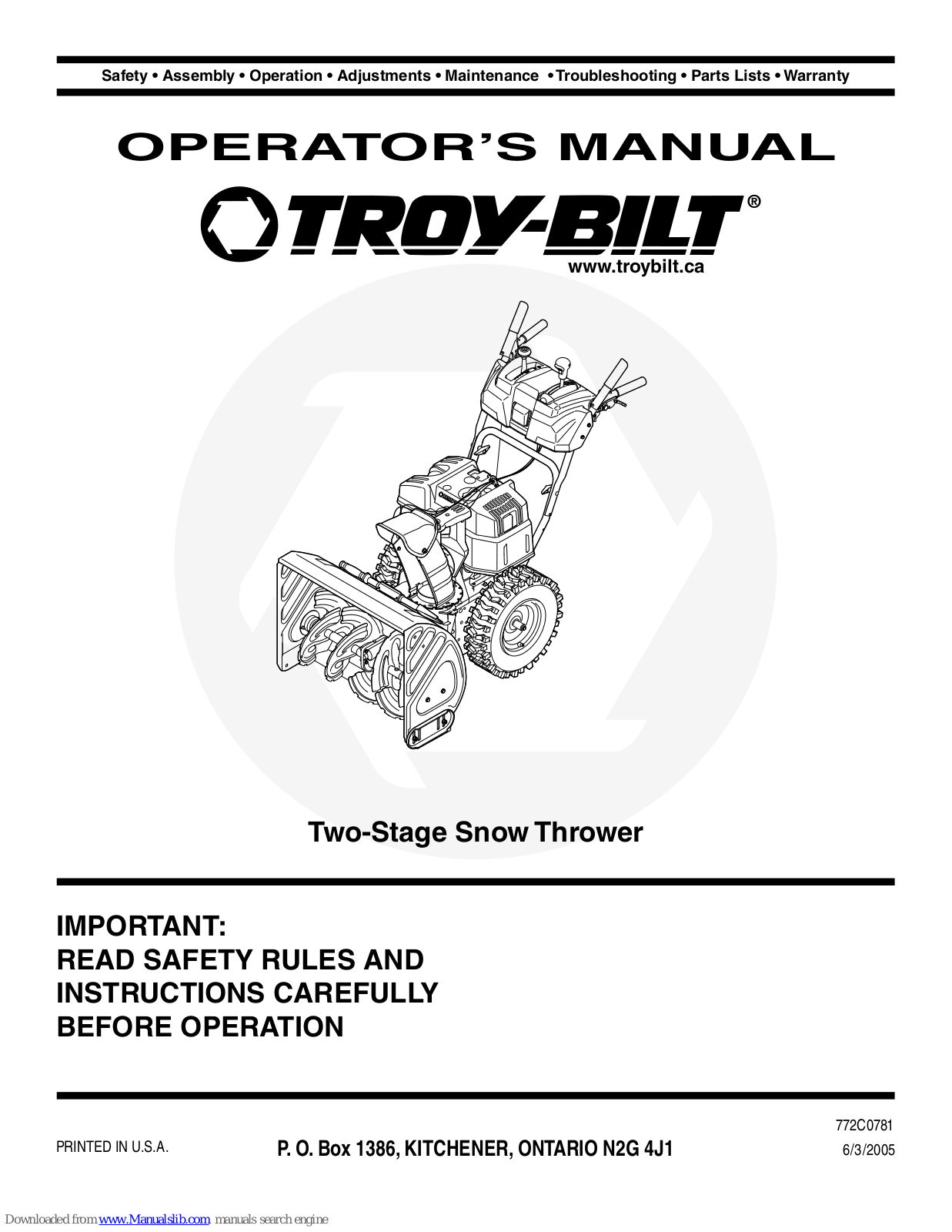 Troy-Bilt 31AH5GLG,31AH5KLH,31AH6GLF,31AH6KLG,31AH6GLN,31AH5MLH,31AH5IQ4,31AH5MLH,31BE6MLO,31AA6AKD,31AA6AHE,31AE5GKF,31AE5KLF,31AS6LEF,31AE6GKF,31AE6GKG,31AE6MKH,31AE6FHF,31AE6LHG,31AE6LKG,31AS6LCG,31AS6FEE,31AE6MKH,31AE6LKG,31AE6LHH,31AH6DQ3, 31AH6KLG, 31AH5KLH, 31AH6GLF, 31AH6GLN Operator's Manual