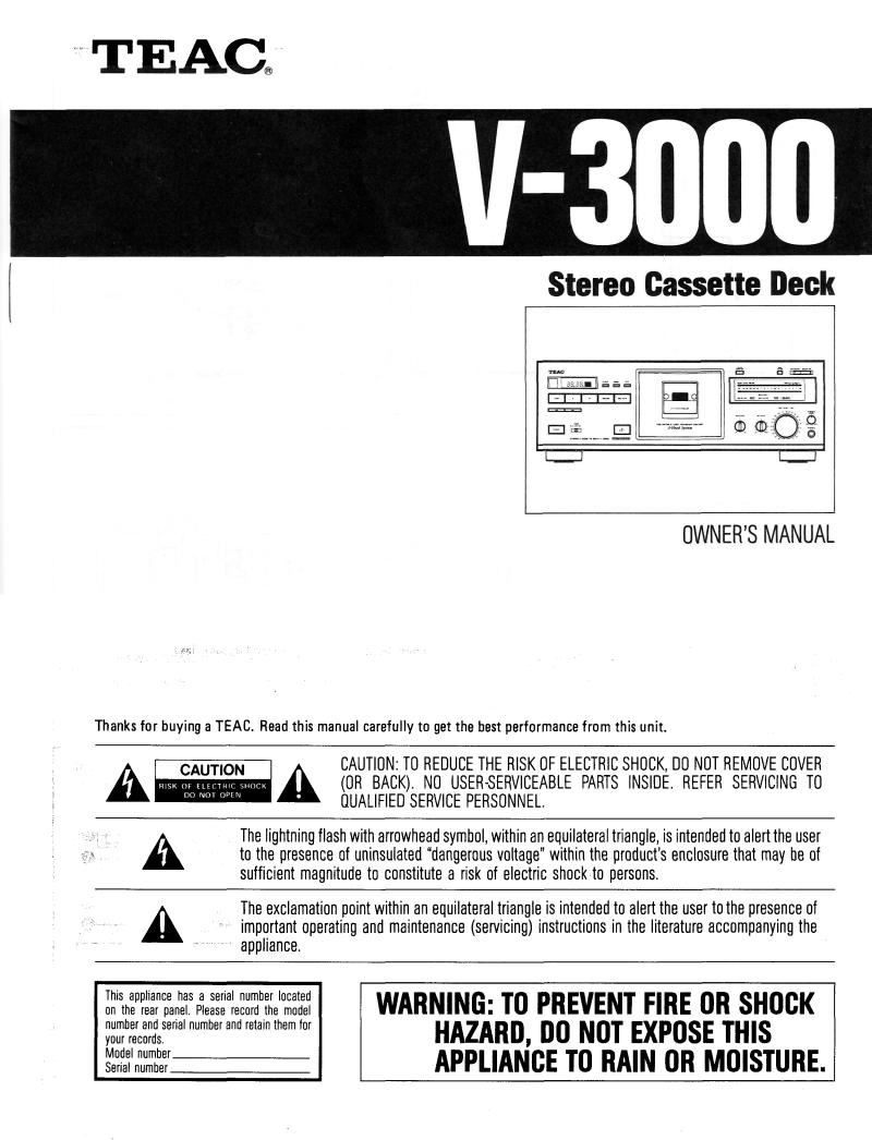 TEAC V-3000 Owners manual
