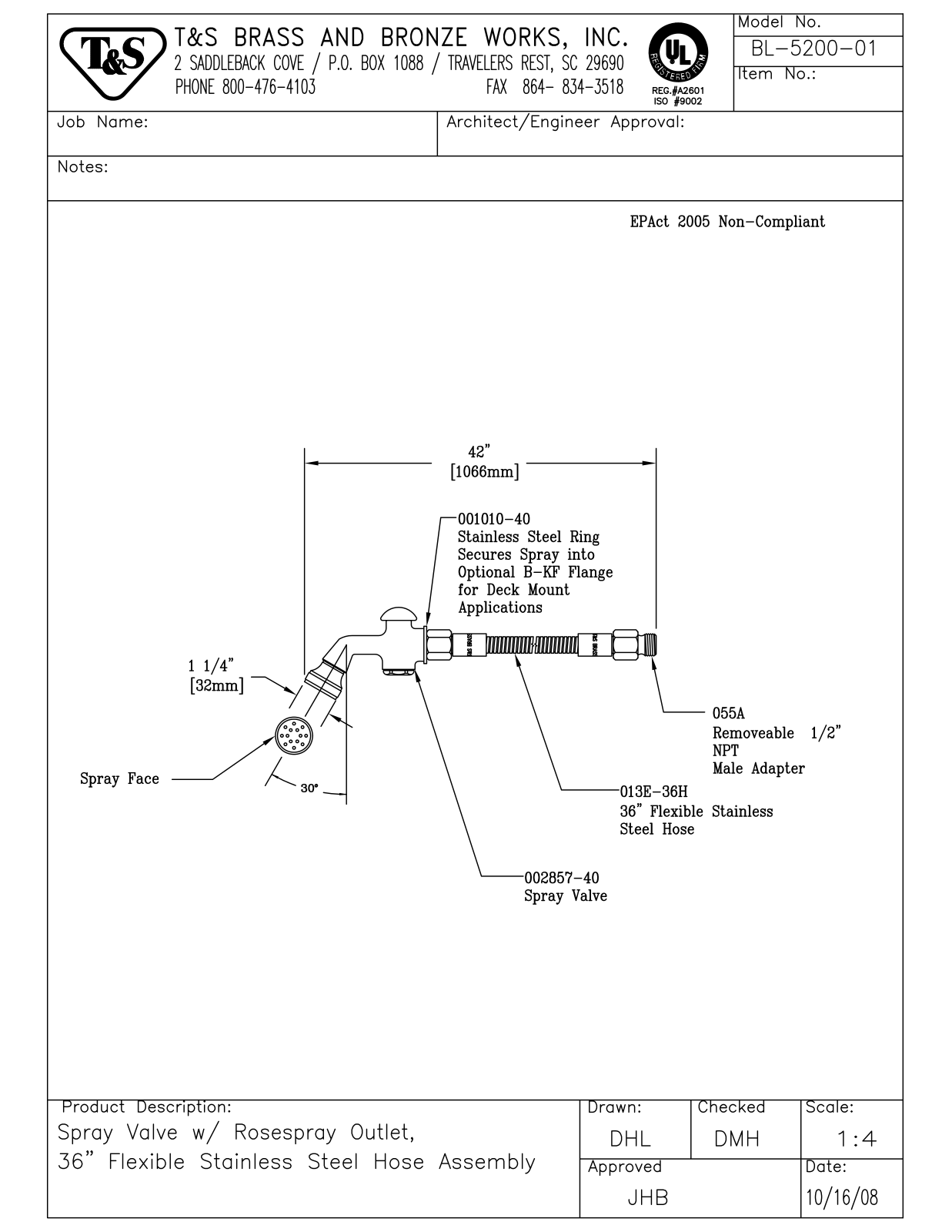 T&S Brass BL-5200-01 User Manual
