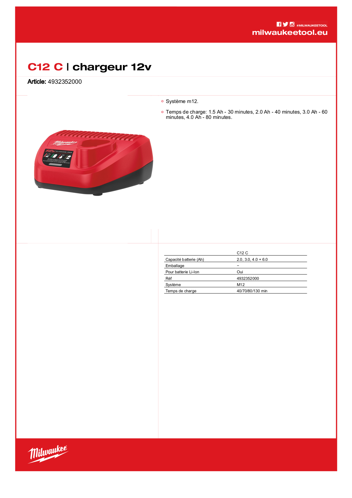 Milwaukee 4932352000, C12 C Specification - ManualMachine.com