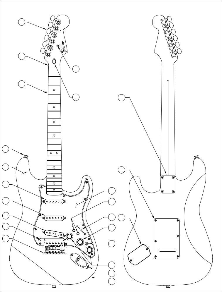 Fender ROLAND MEXICO STRAT drawing