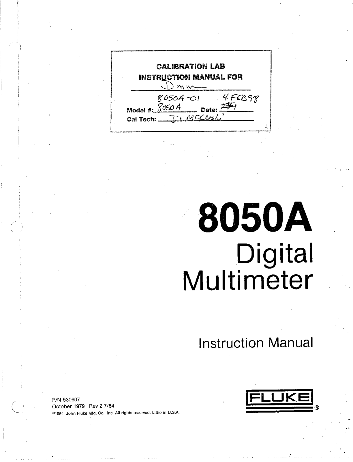 Fluke 8050a schematic