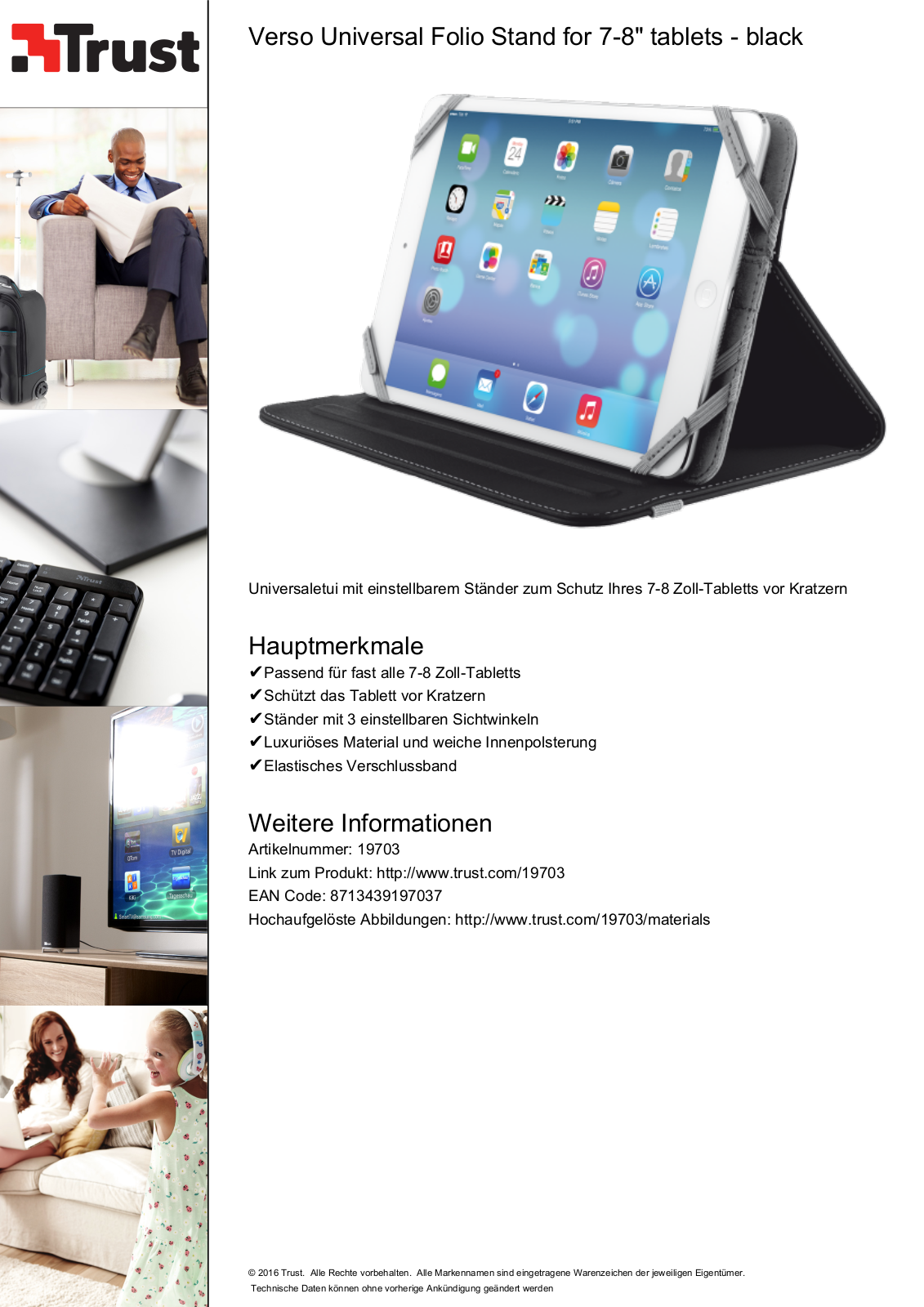 Trust Verso Universal Folio Stand for 7-8 tablets User Manual