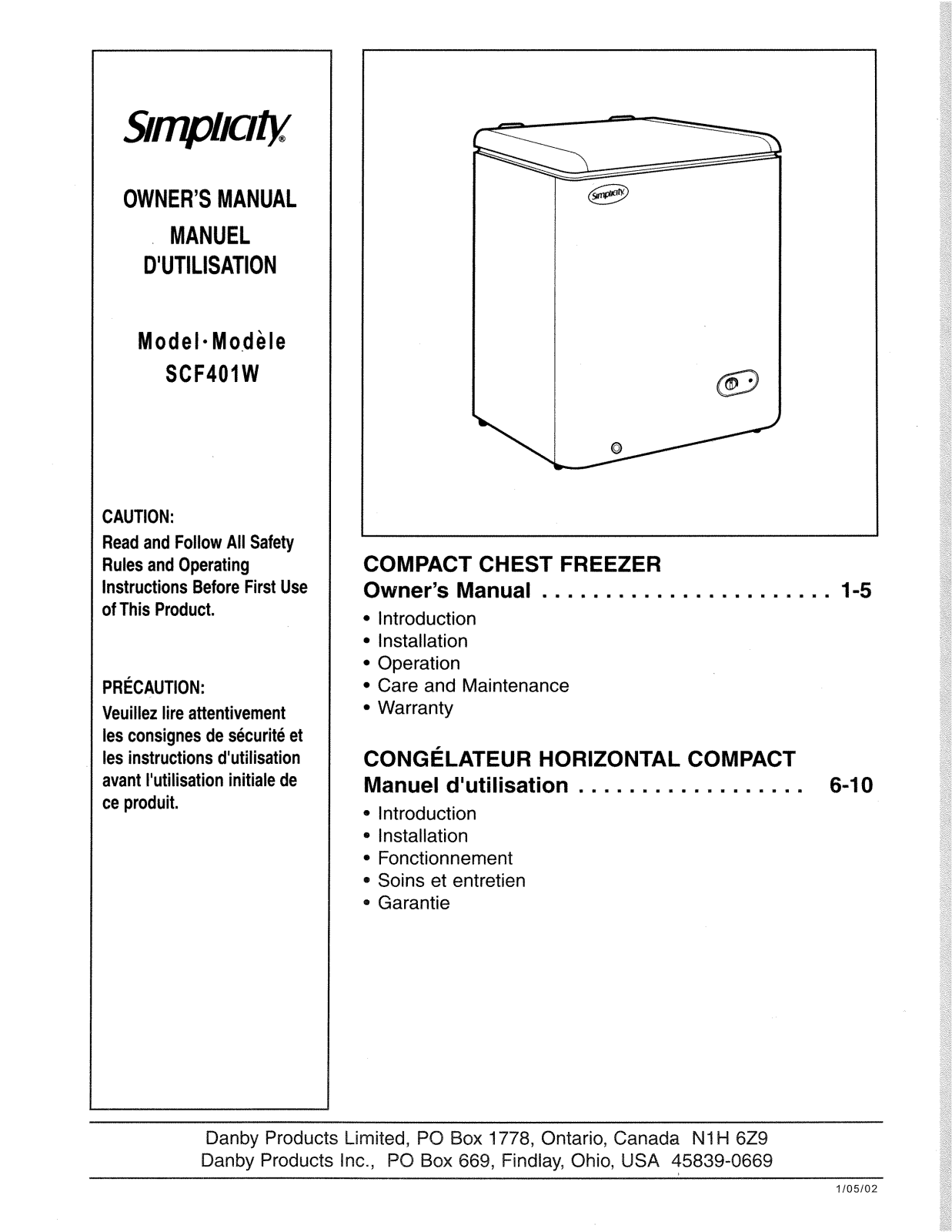 Simplicity SCF401W User Manual