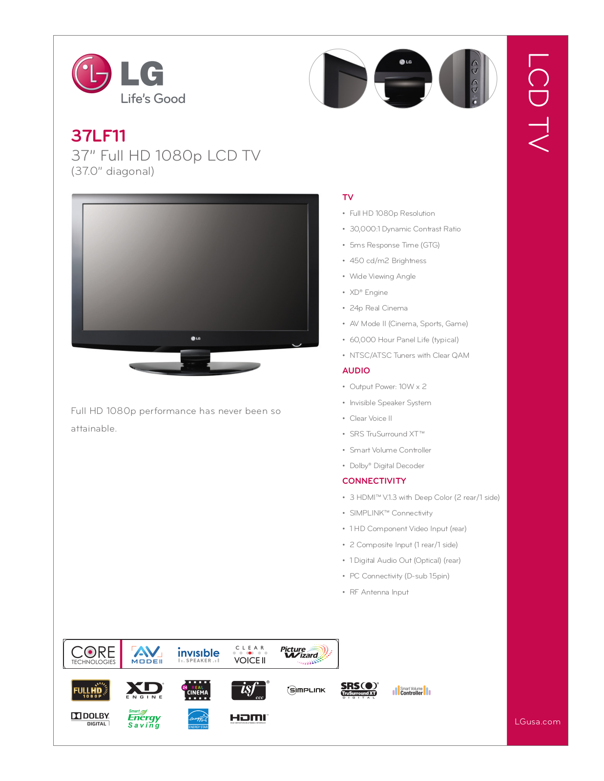 LG Electronics 37LF11 User Manual