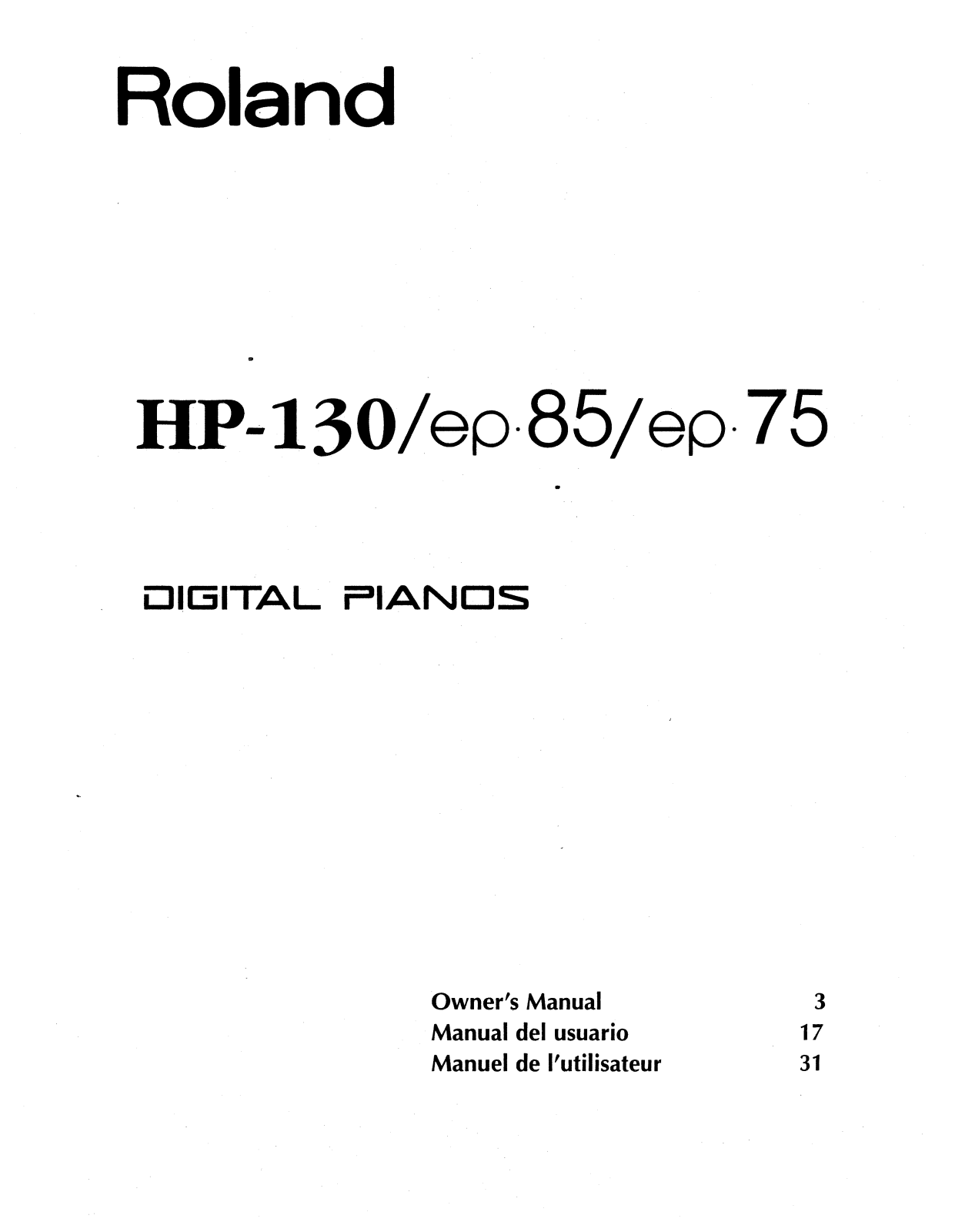 Roland Corporation EP-75, EP-85 Owner's Manual