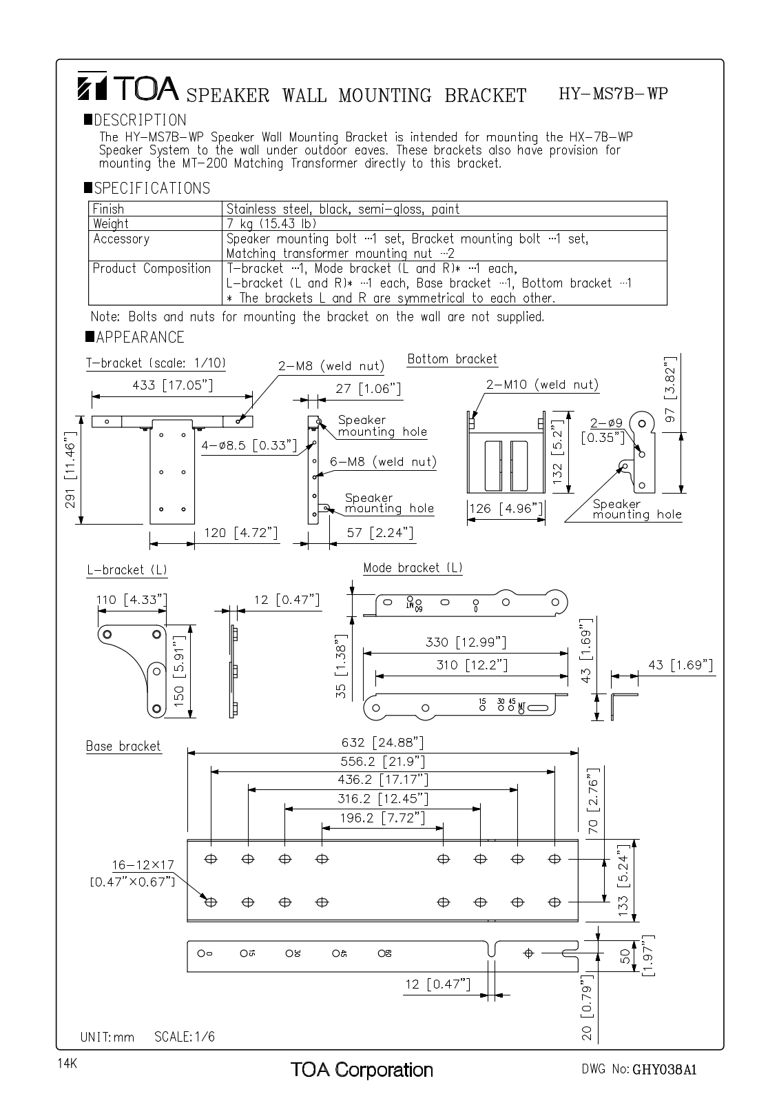 TOA HY-WM7, HY-MS7B-WP, HY-MS7W-WP User Manual