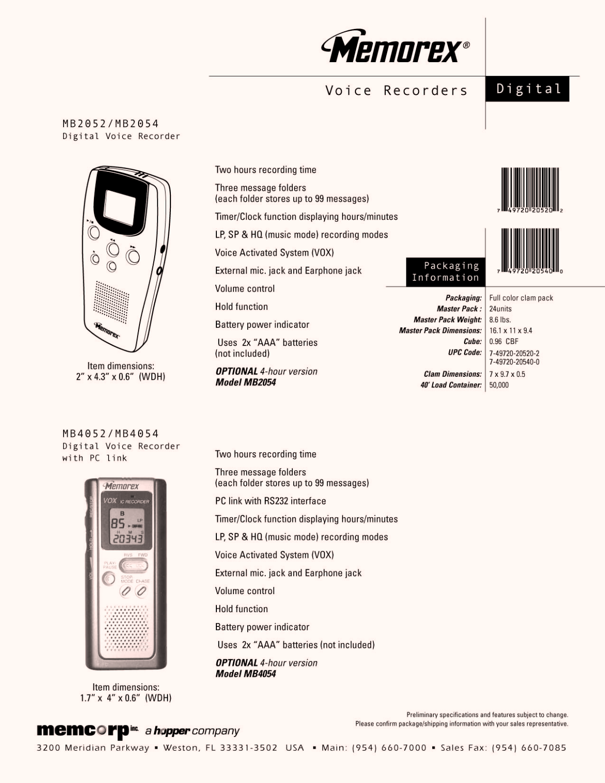 Memorex MB2052, mb2054 user Manual