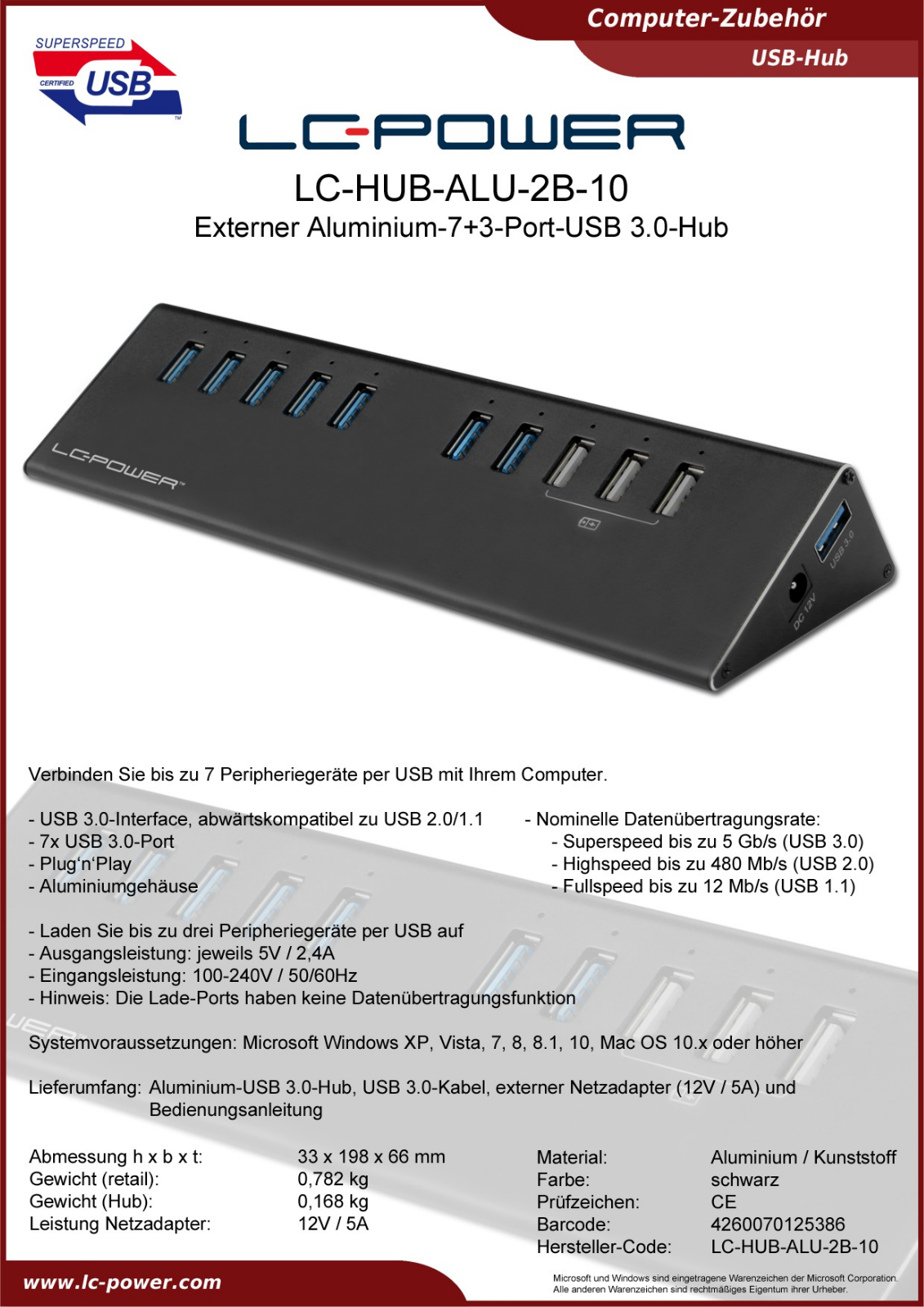 LC-Power LC-HUB-ALU-2B-10 User Manual