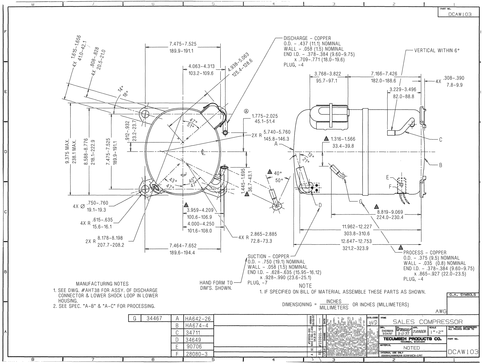 Tecumseh AWG5519EXN, AWG5524EVA, AWG5524EXN, AWG5528EXN, AWG5530EXN Drawing Data