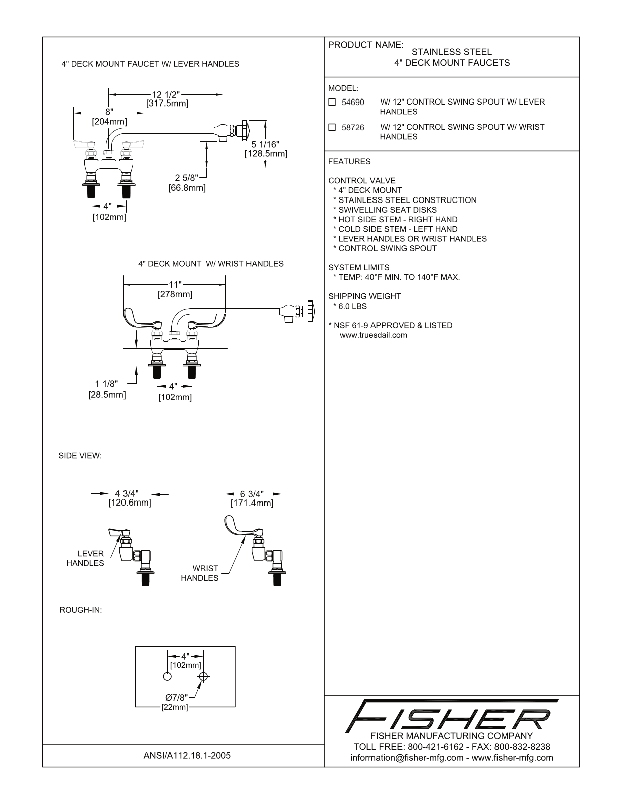 Fisher Manufacturing 54690 User Manual